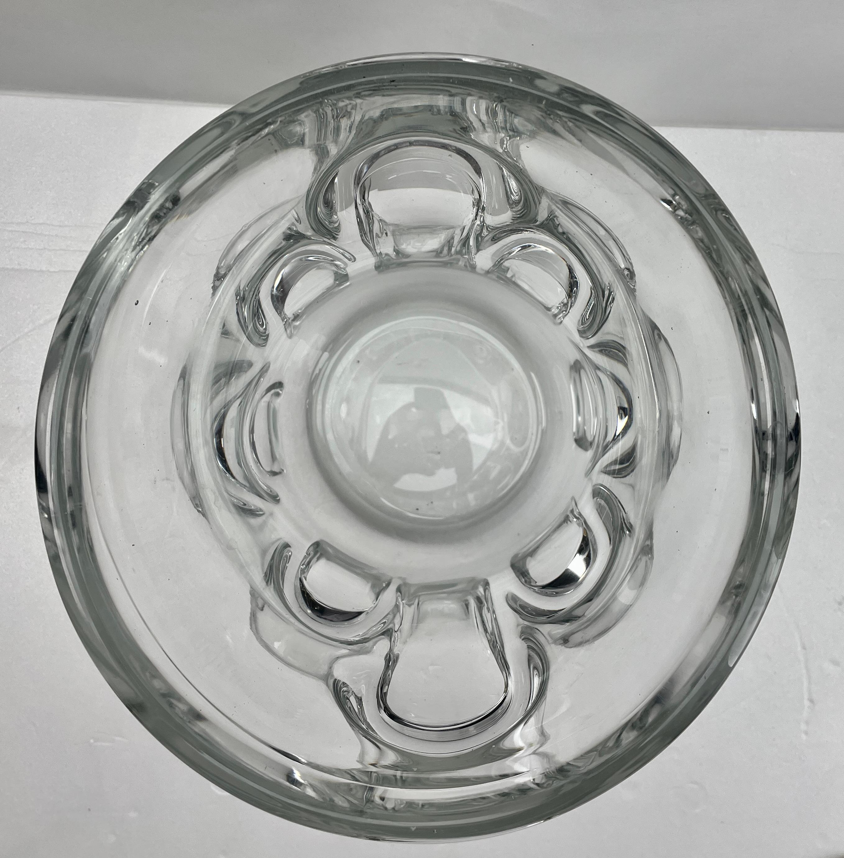 Belgian Val Saint Lambert Large Clear Crystal Champagne Wine Bucket Cooler or Vase For Sale