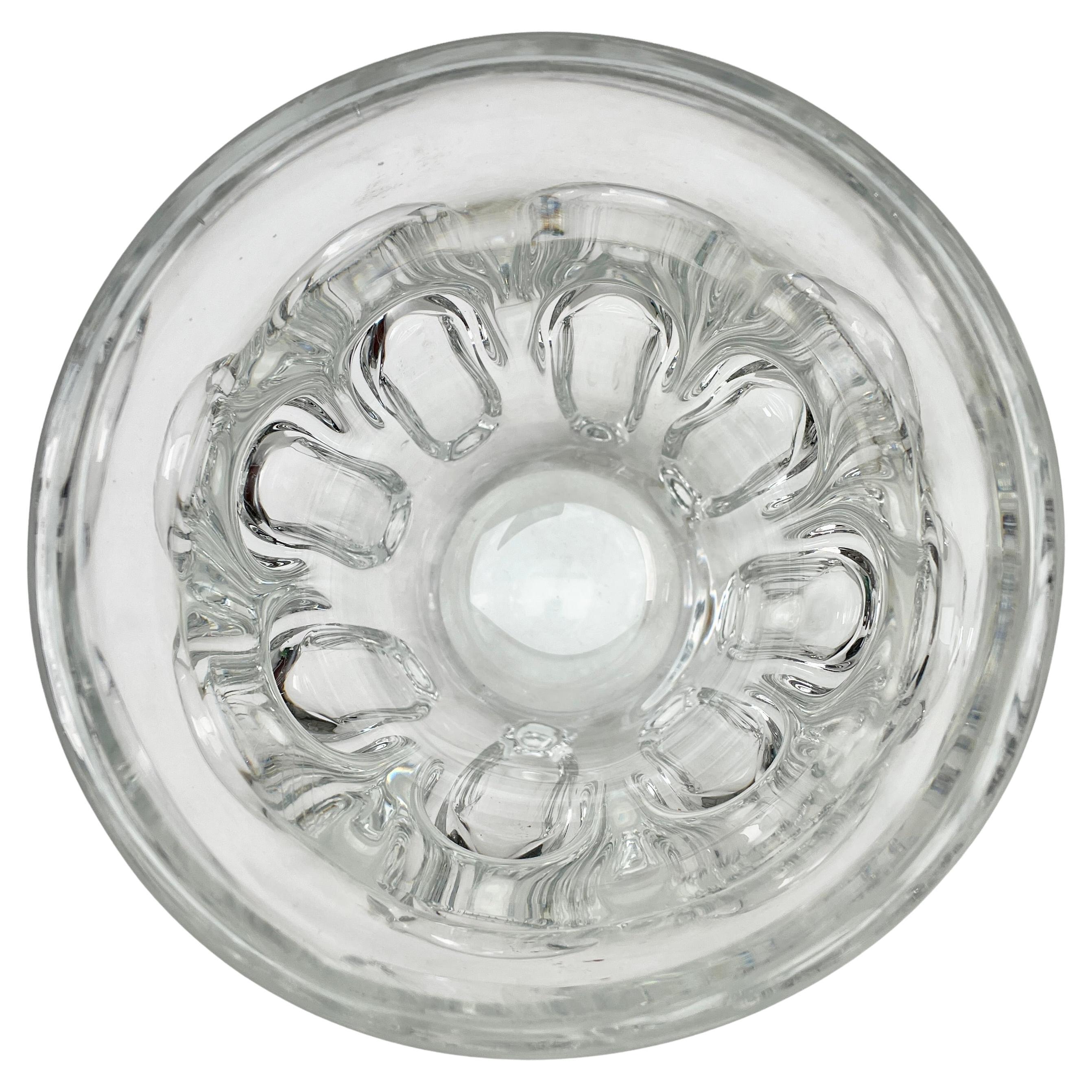 Belgian Val Saint Lambert Large Clear Crystal Champagne Wine Bucket Cooler or Vase For Sale