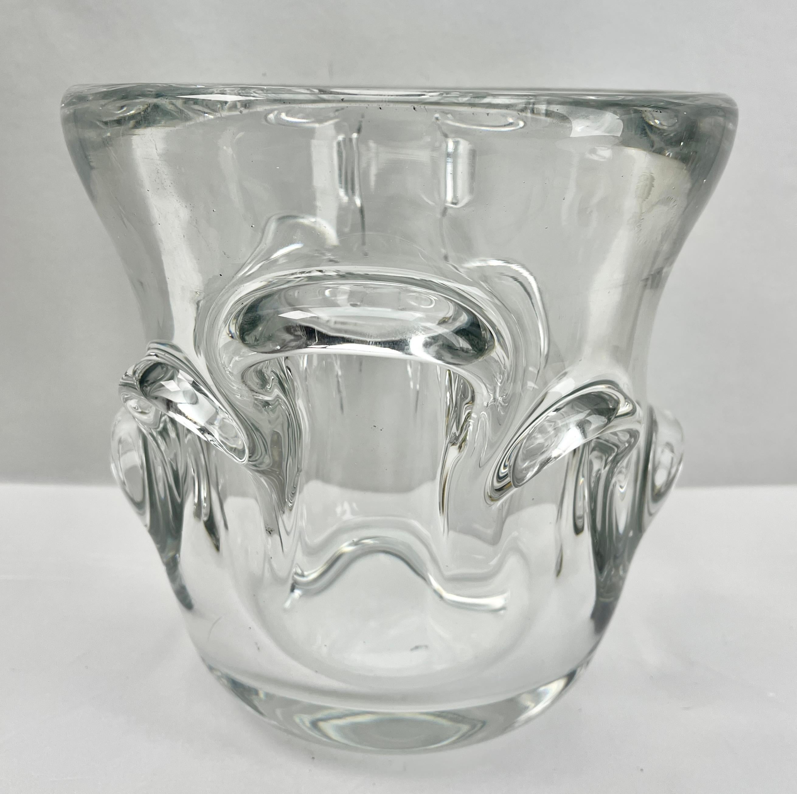 Mid-20th Century Val Saint Lambert Large Clear Crystal Champagne Wine Bucket Cooler or Vase For Sale