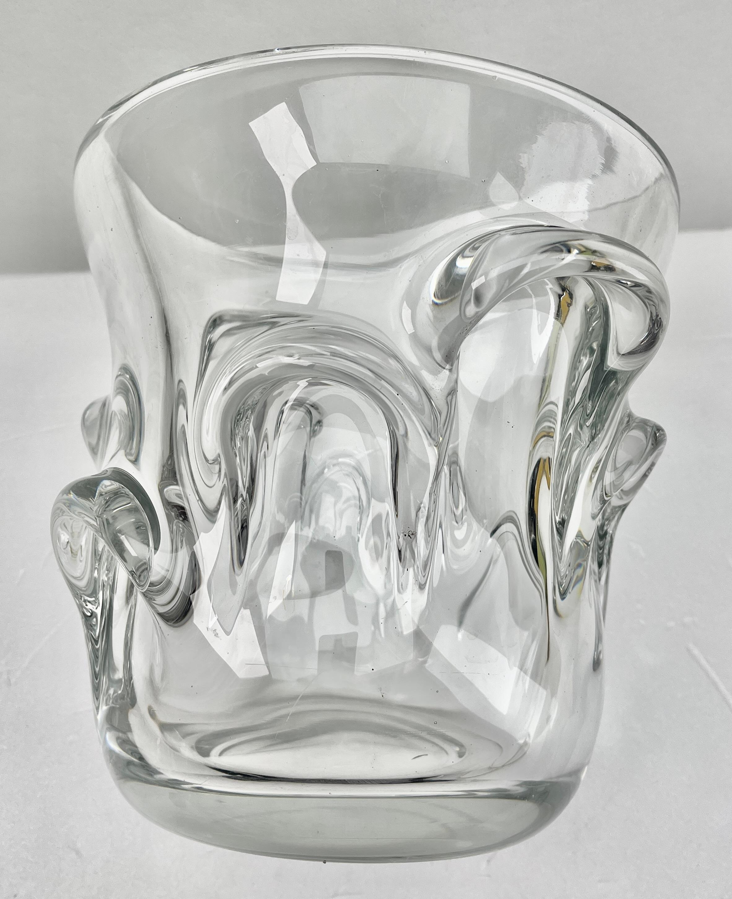 Val Saint Lambert Large Clear Crystal Champagne Wine Bucket Cooler or Vase For Sale 1