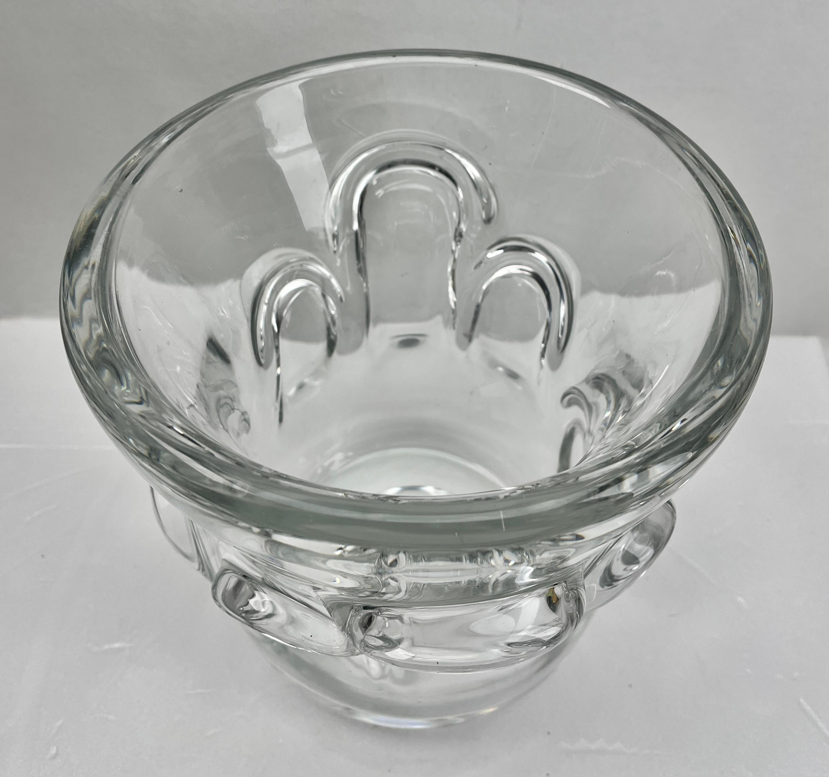 Val Saint Lambert Large Clear Crystal Champagne Wine Bucket Cooler or Vase For Sale 2