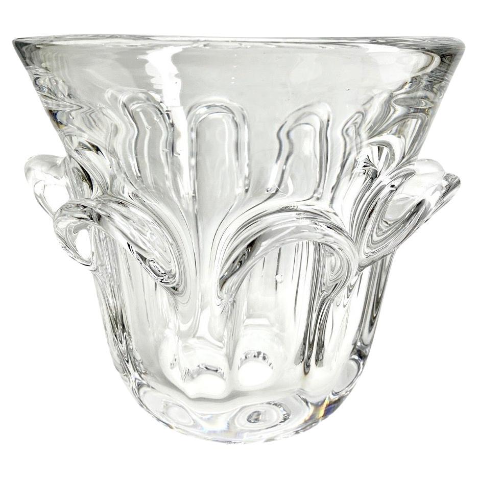 Val Saint Lambert Large Clear Crystal Champagne Wine Bucket Cooler or Vase