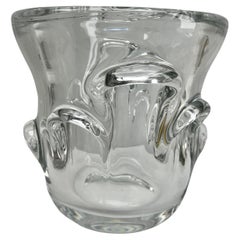 Retro Val Saint Lambert Large Clear Crystal Champagne Wine Bucket Cooler or Vase