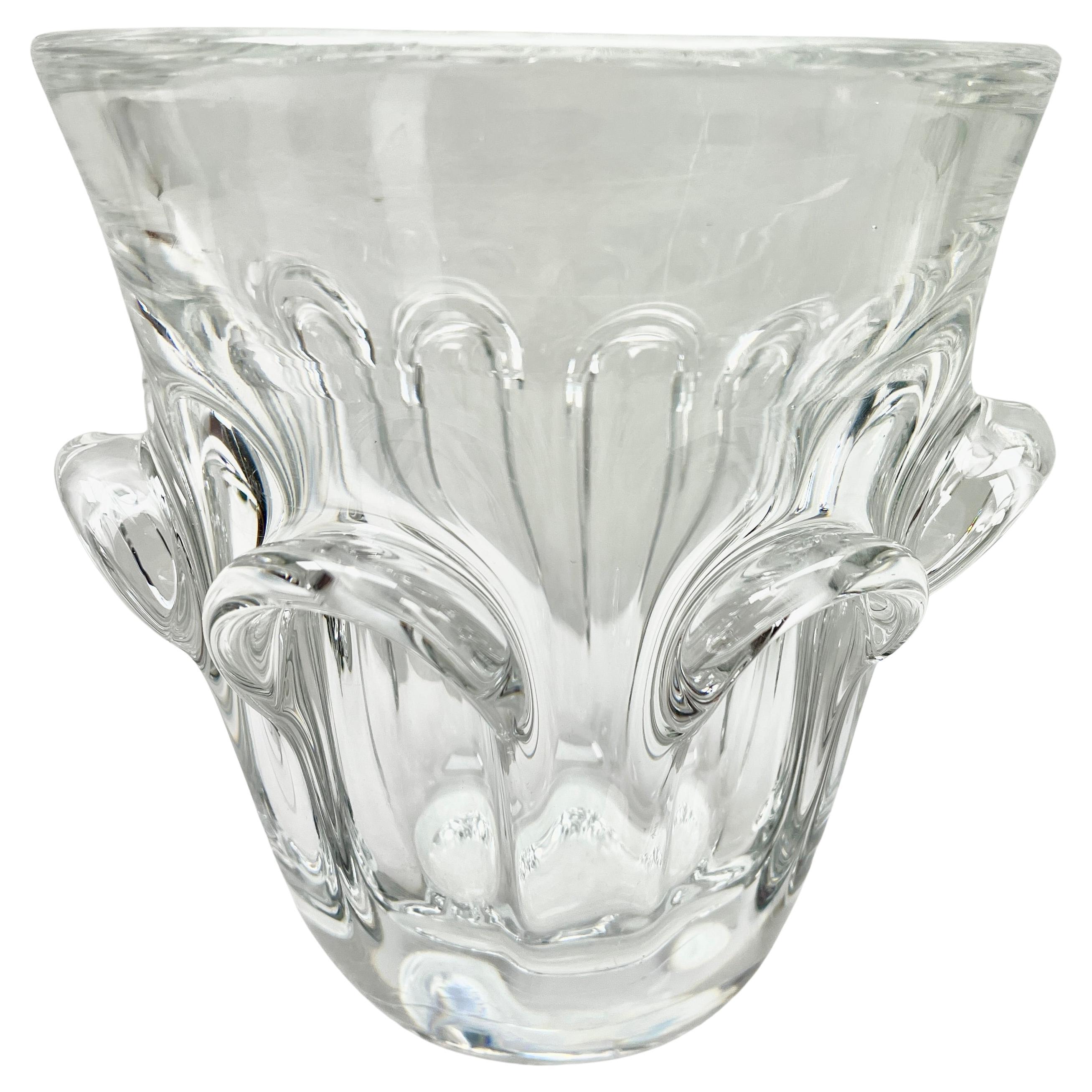 Val Saint Lambert Cubitera o Jarrón de Cristal Transparente Grande para Vino y Champán