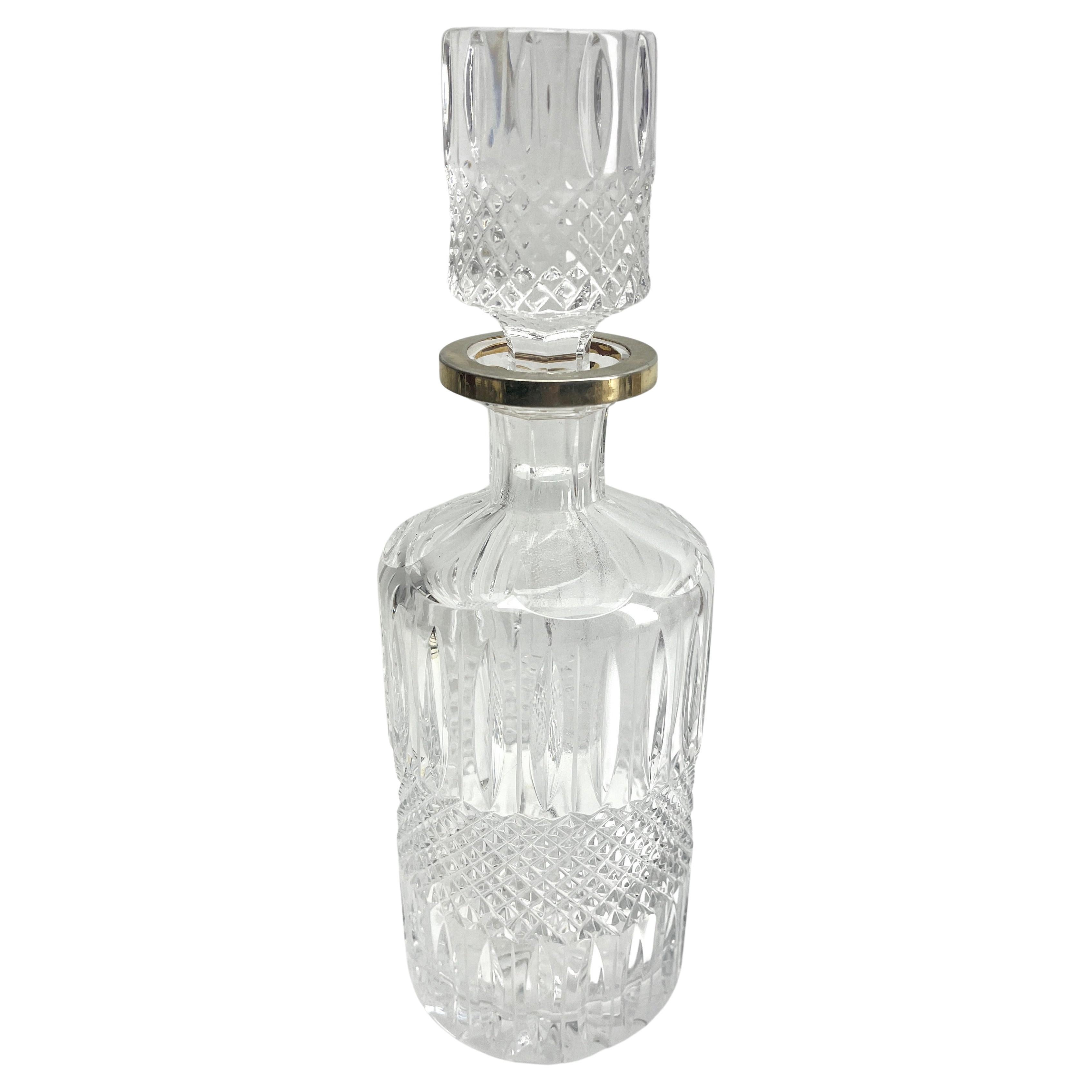 Belgian Val Saint Lambert Large Crystal Decanter, Handcut, 1950s For Sale