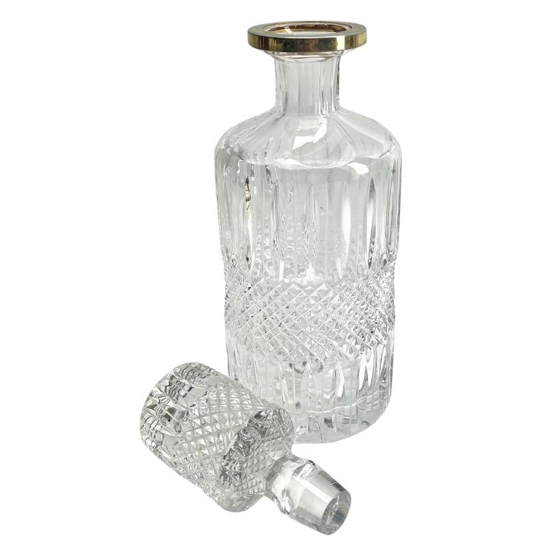 Hand-Crafted Val Saint Lambert Large Crystal Decanter, Handcut, 1950s For Sale