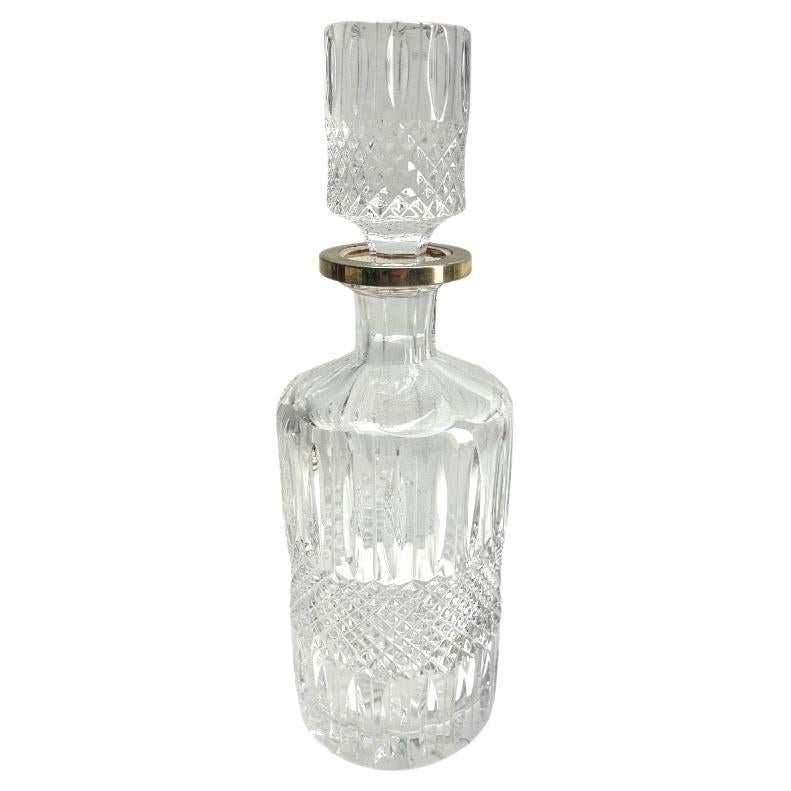 Grande carafe en cristal de Val Saint Lambert, gravée à la main, années 1950