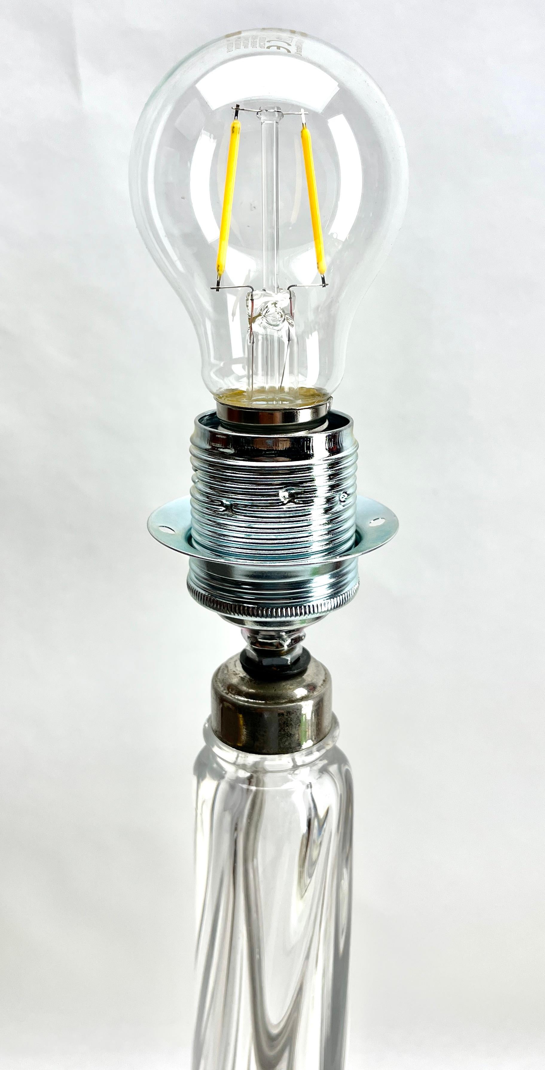 La grande lampe de bureau Val Saint Lambert en cristal transparent  en vente 3
