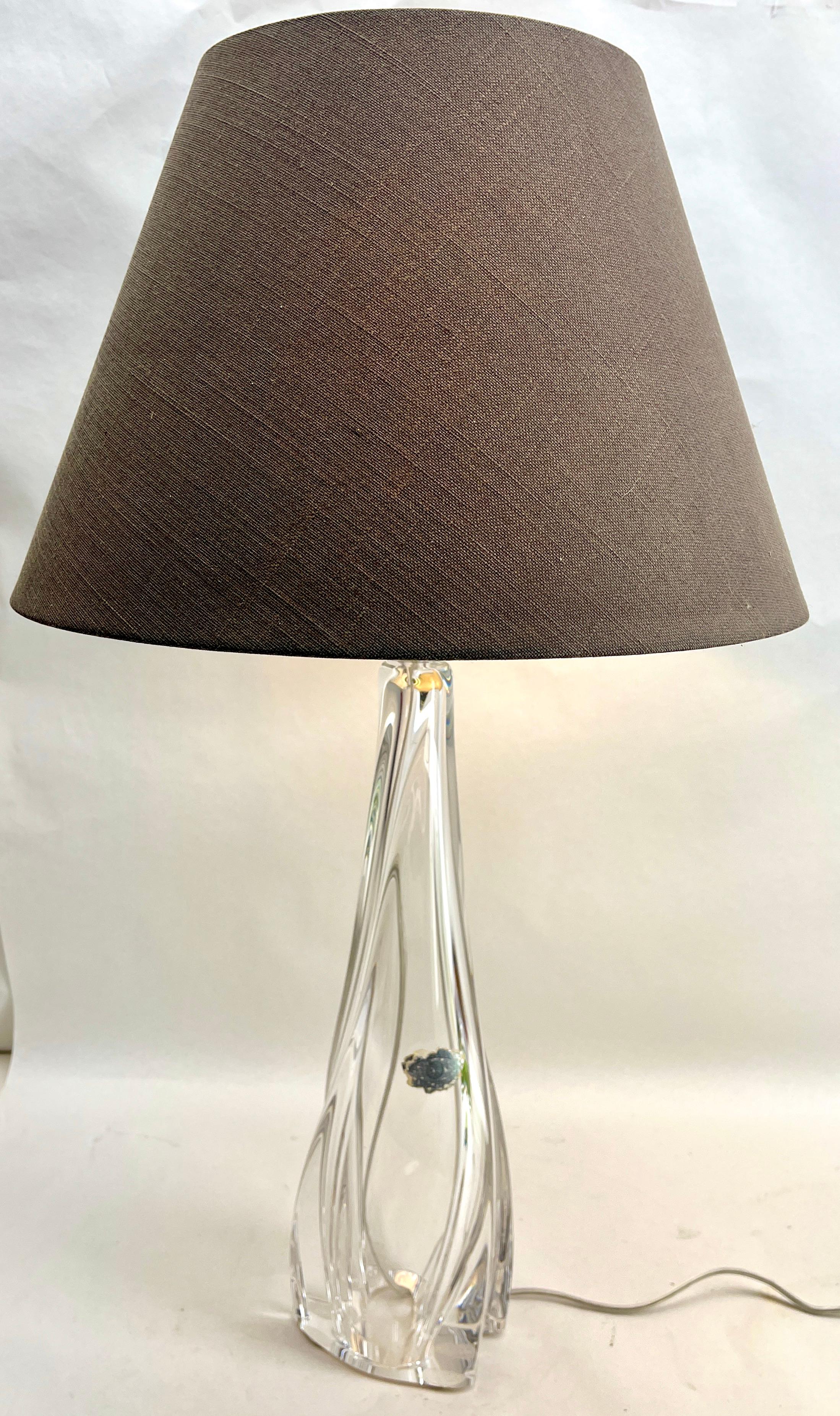 Val Saint Lambert Large Light' Clear Crystal Glass Table Lamp  For Sale 5