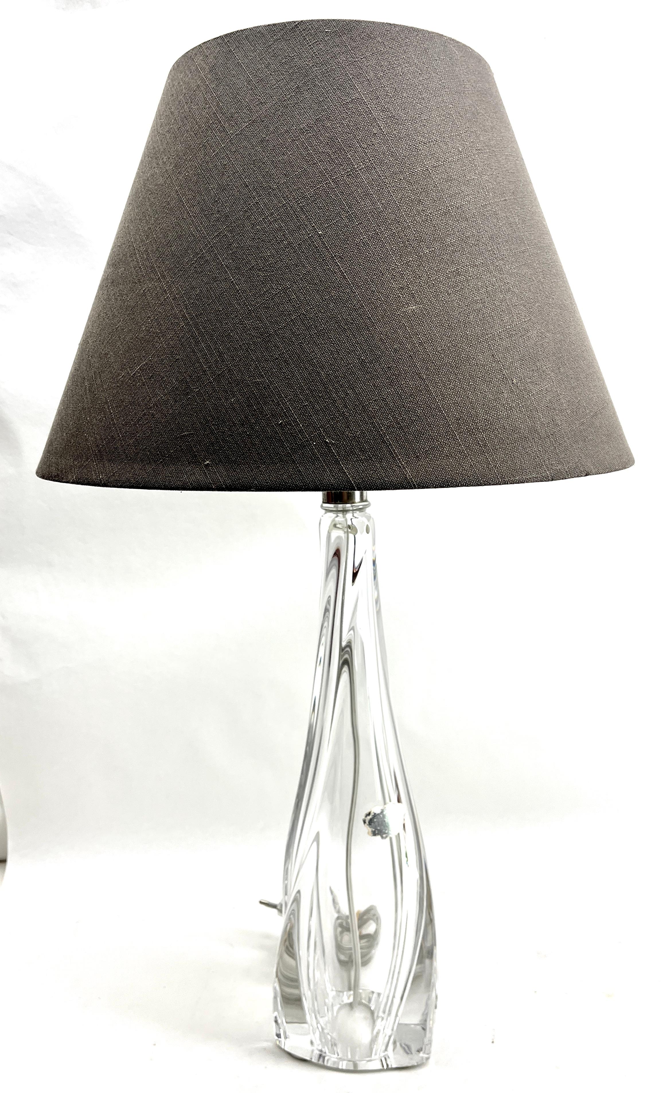 Hand-Crafted Val Saint Lambert Large Light' Clear Crystal Glass Table Lamp  For Sale