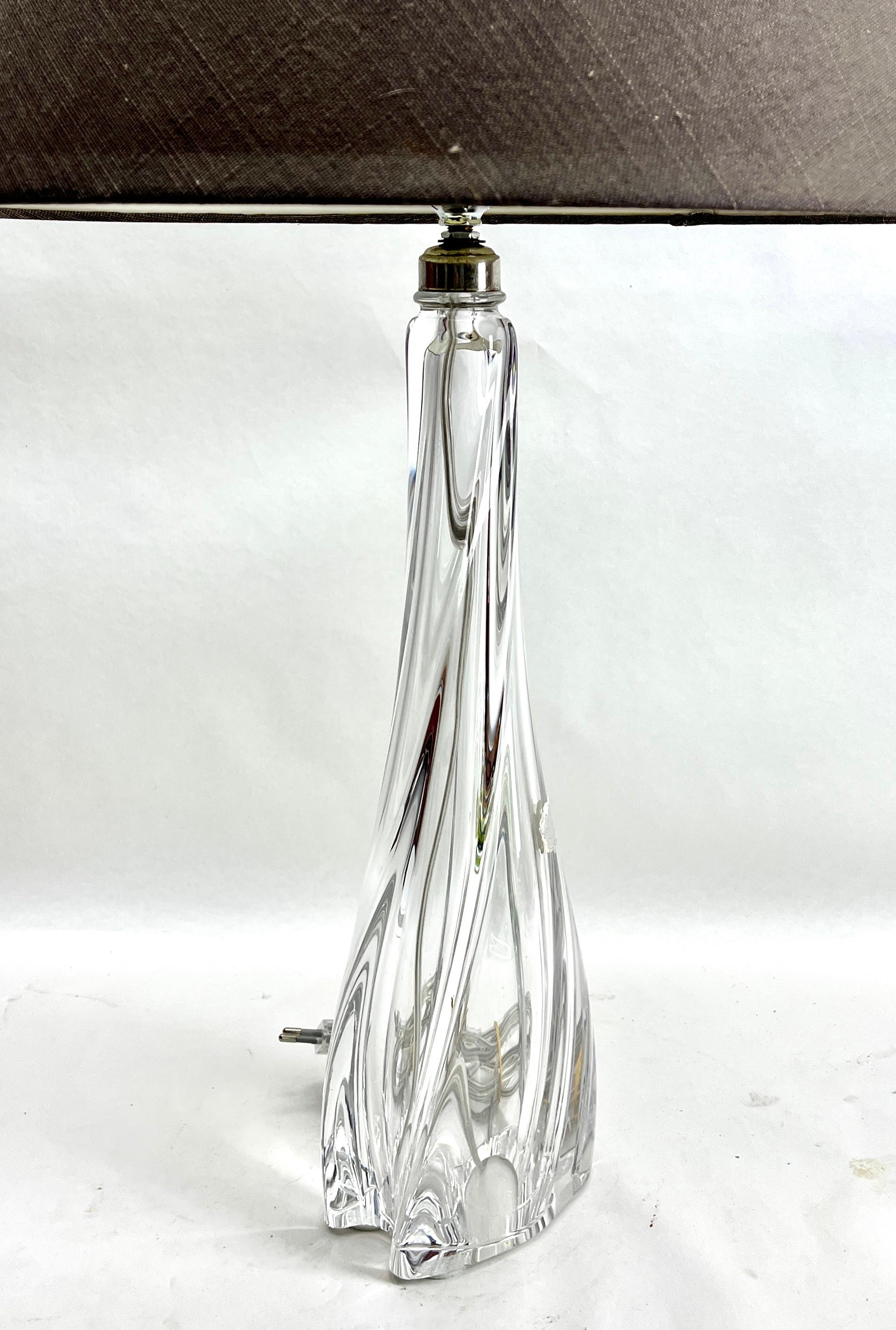 Große Tischlampe aus klarem Kristallglas von Val Saint Lambert  (20. Jahrhundert) im Angebot