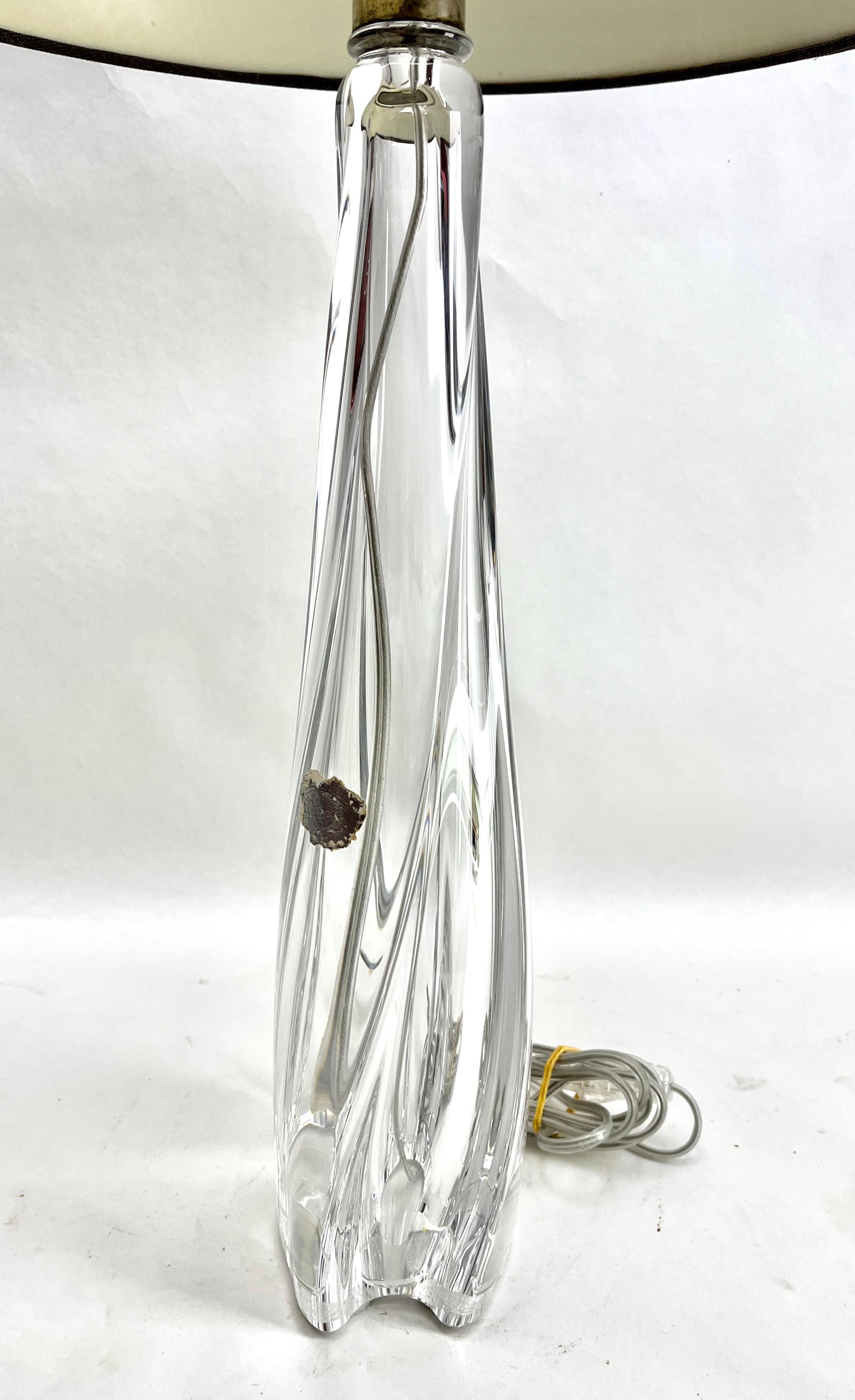 Große Tischlampe aus klarem Kristallglas von Val Saint Lambert  im Angebot 1