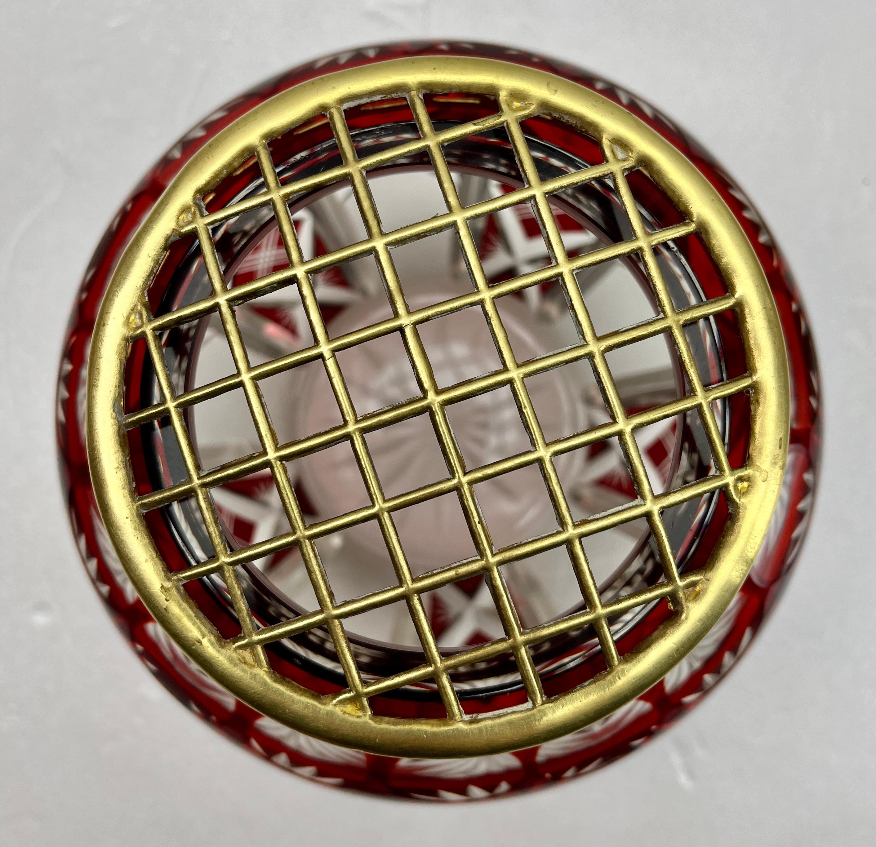 Belgian Val Saint Lambert Large 'Pique Fleurs' Vase, Crystal Cut-to-Clear, with Grille For Sale