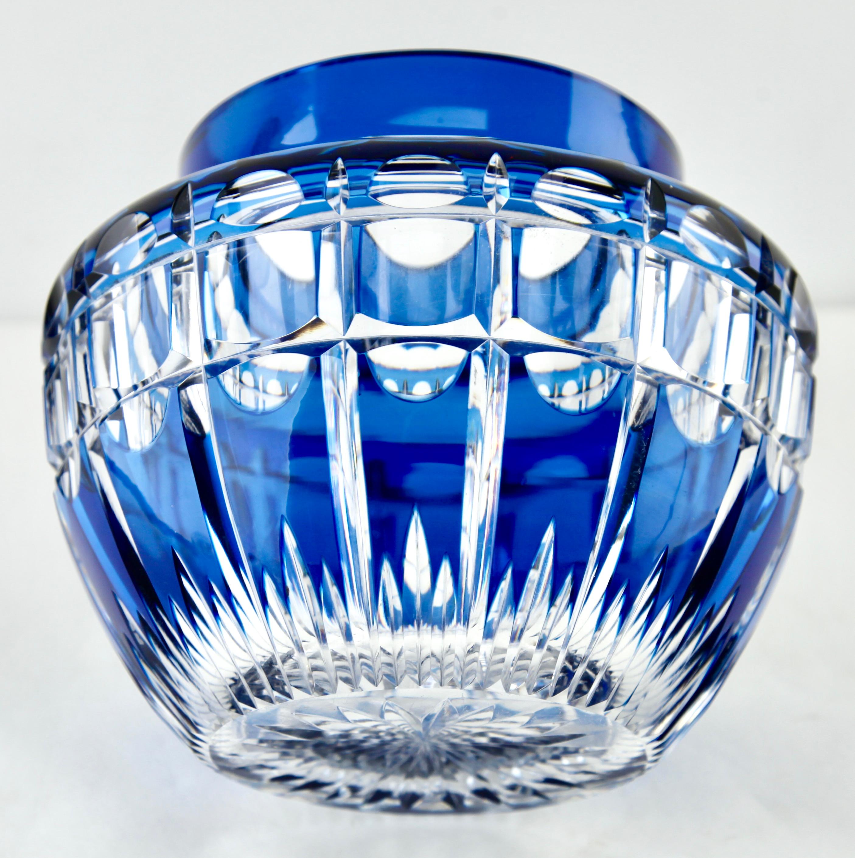 Hand-Crafted Val Saint Lambert Large 'Pique Fleurs' Vase, Crystal Cut-to-Clear, with Grille