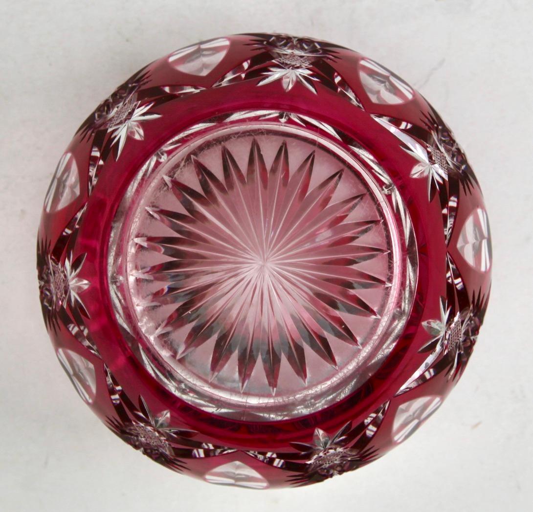 Belgian Val Saint Lambert Large 'Pique Fleurs' Vase, Crystal Cut-to-Clear, with Grille For Sale