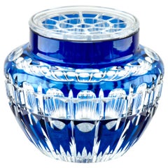Val Saint Lambert Large 'Pique Fleurs' Vase, Crystal Cut-to-Clear, with Grille