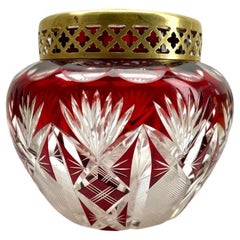 Vintage Val Saint Lambert Large 'Pique Fleurs' Vase, Crystal Cut-to-Clear, with Grille