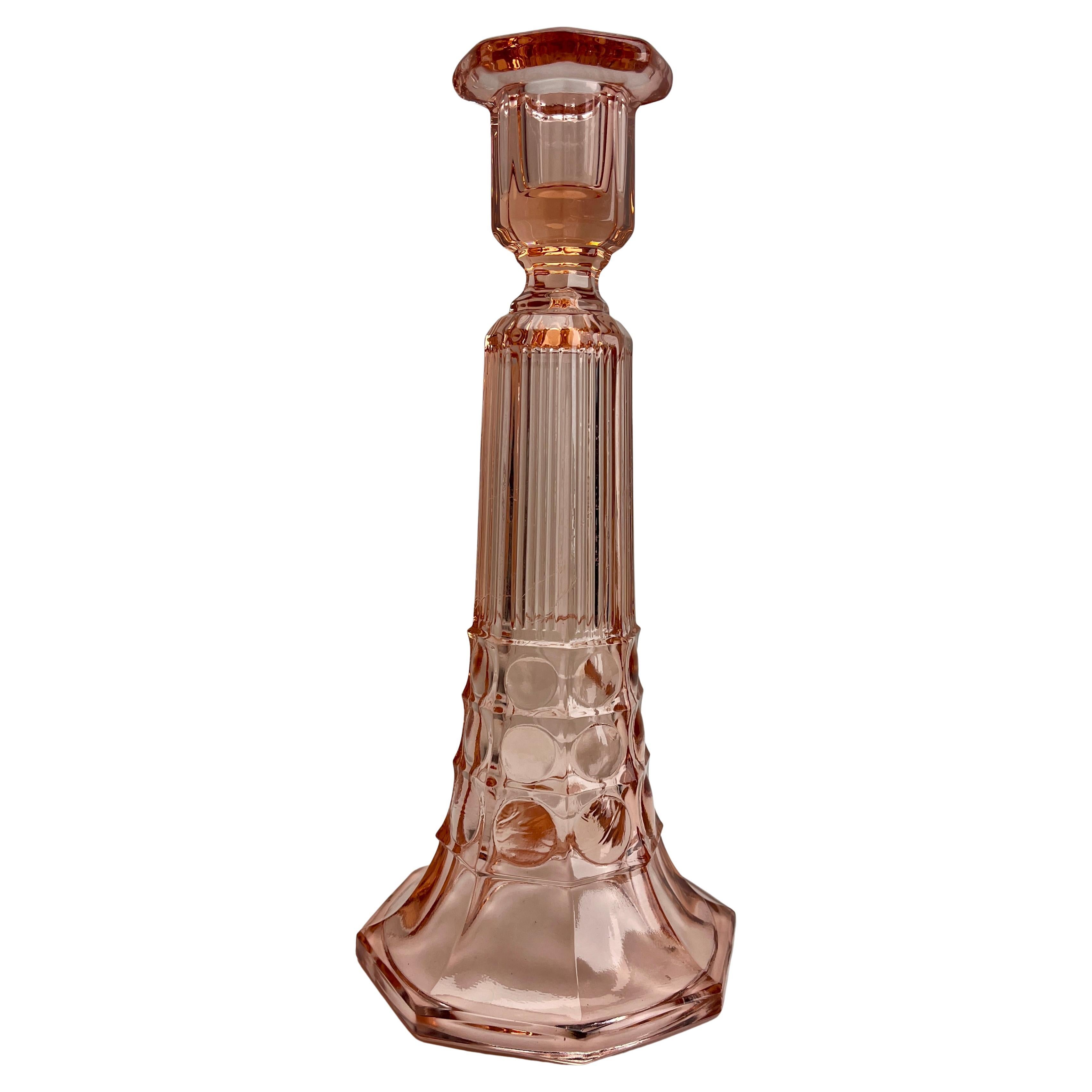 Belgian Val Saint Lambert Luxval Set of 3 Art Deco Candlesticks by Charles Graffart For Sale
