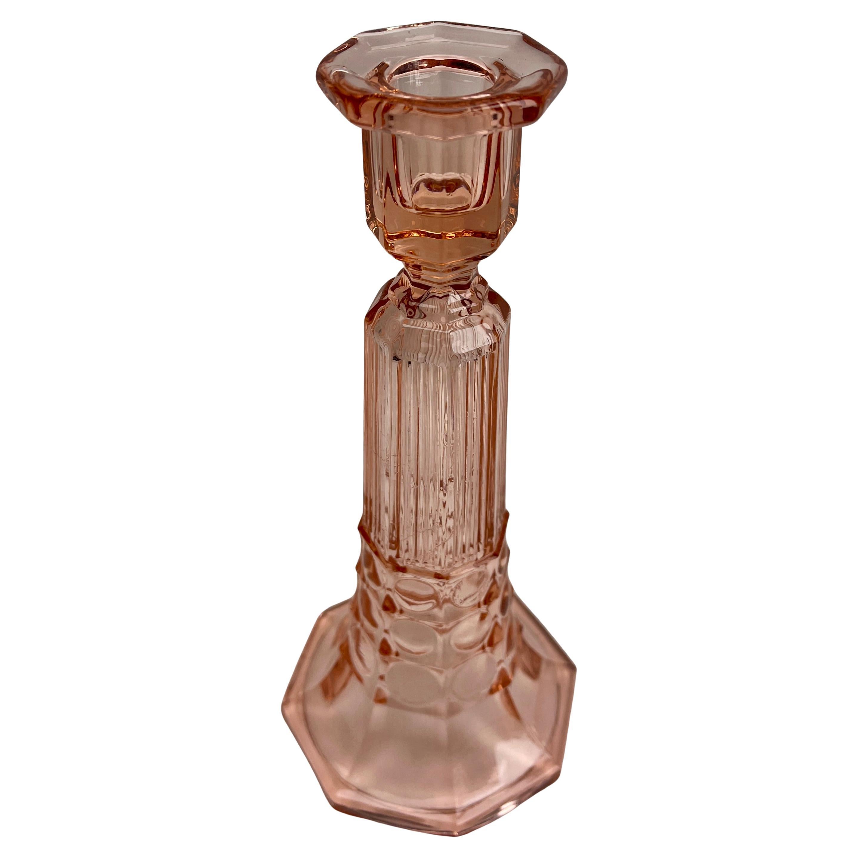 Molded Val Saint Lambert Luxval Set of 3 Art Deco Candlesticks by Charles Graffart For Sale