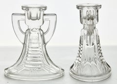 Val Saint Lambert, Luxval Two 'Victoria Candlesticks by Graffart & Delvenne