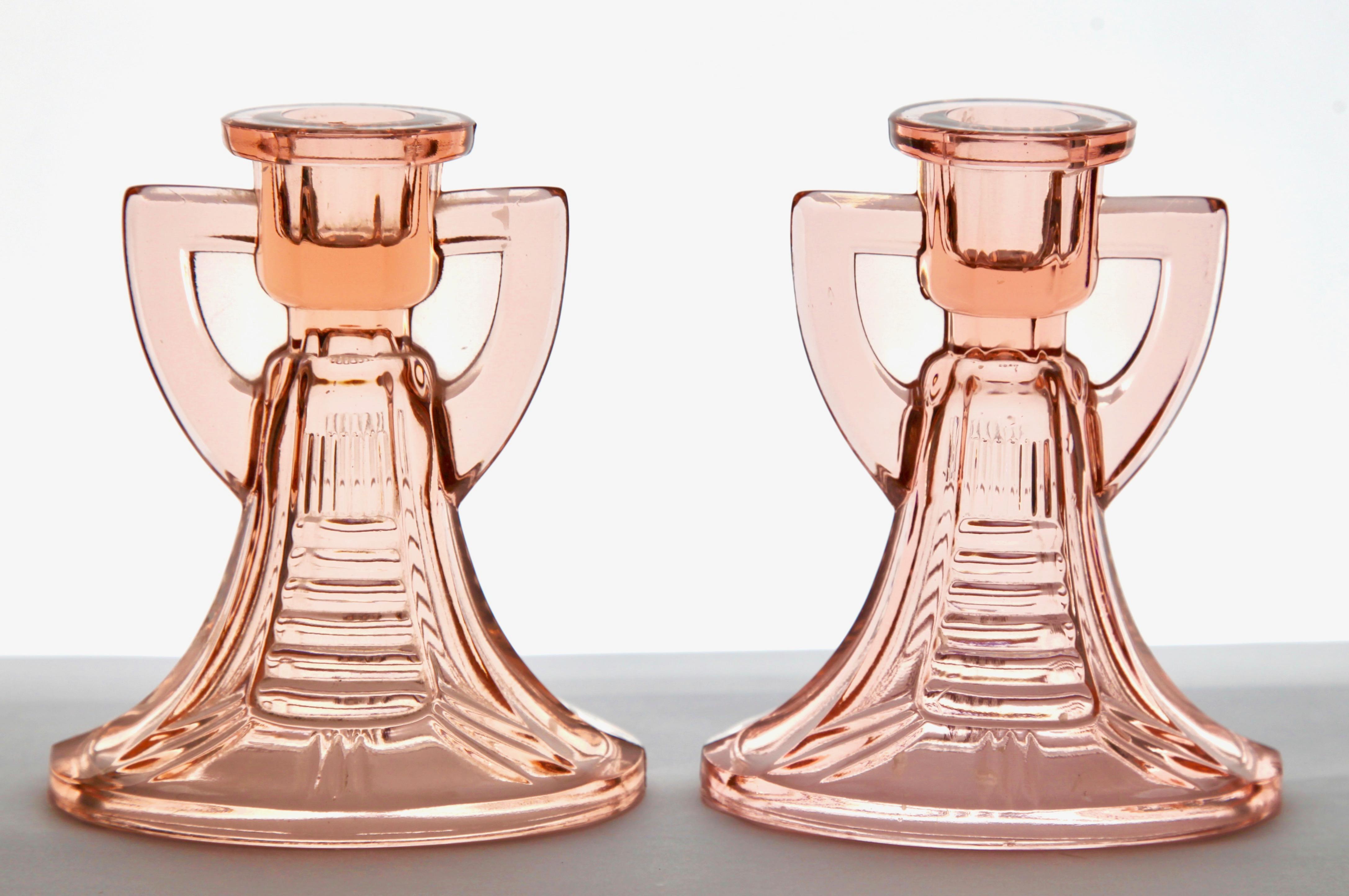 Mid-20th Century Val Saint Lambert, Luxval Two 'Victoria Candlesticks by Graffart & Delvenne