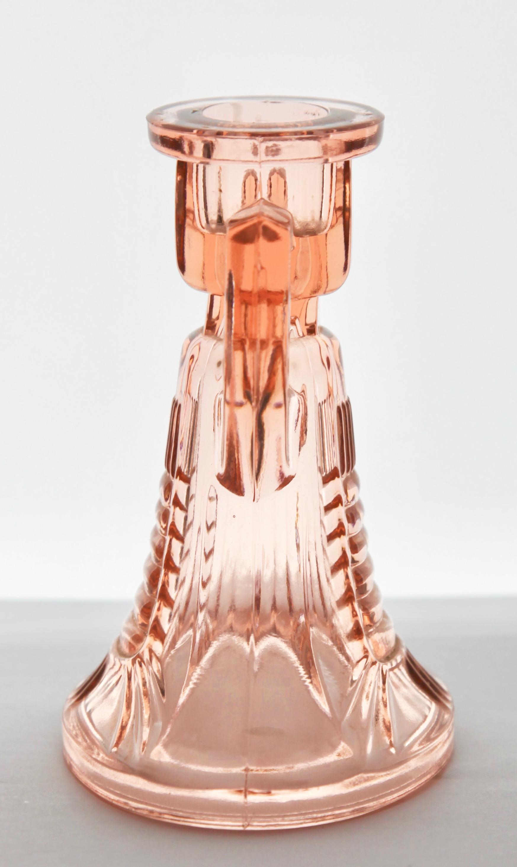 Glass Val Saint Lambert, Luxval Two 'Victoria Candlesticks by Graffart & Delvenne