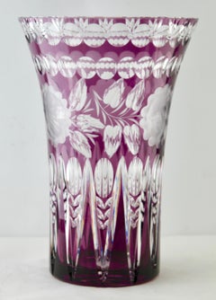 Val Saint Lambert Masterpiece Large Crystal Vase Cut to Clear, 1950s