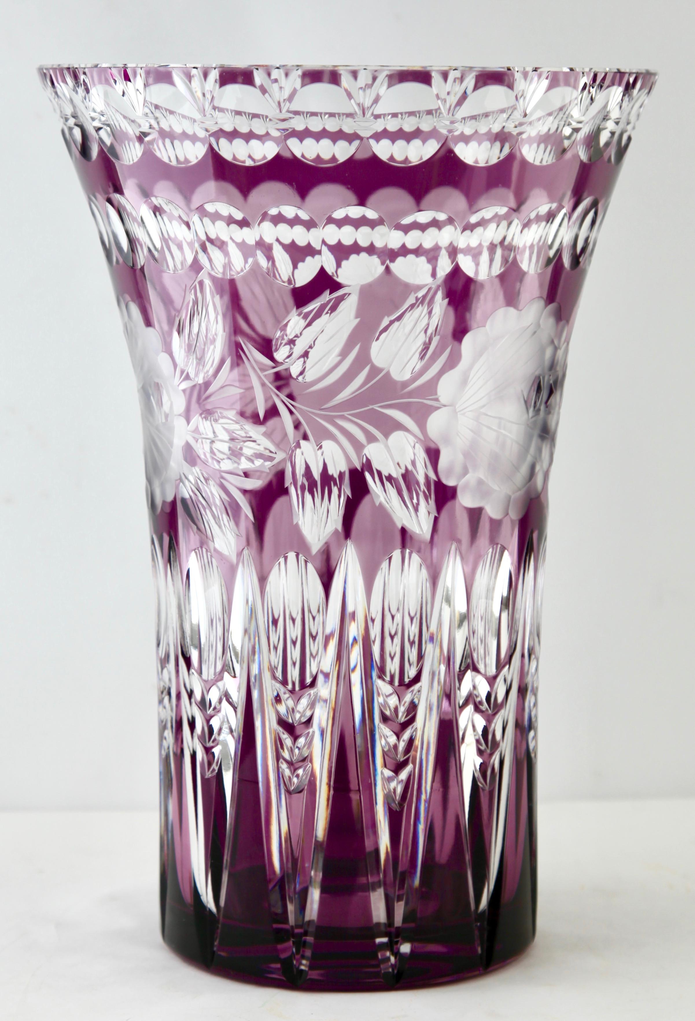 Art Deco Val Saint Lambert Masterpiece Large Crystal Vase Cut to Clear, 1950s