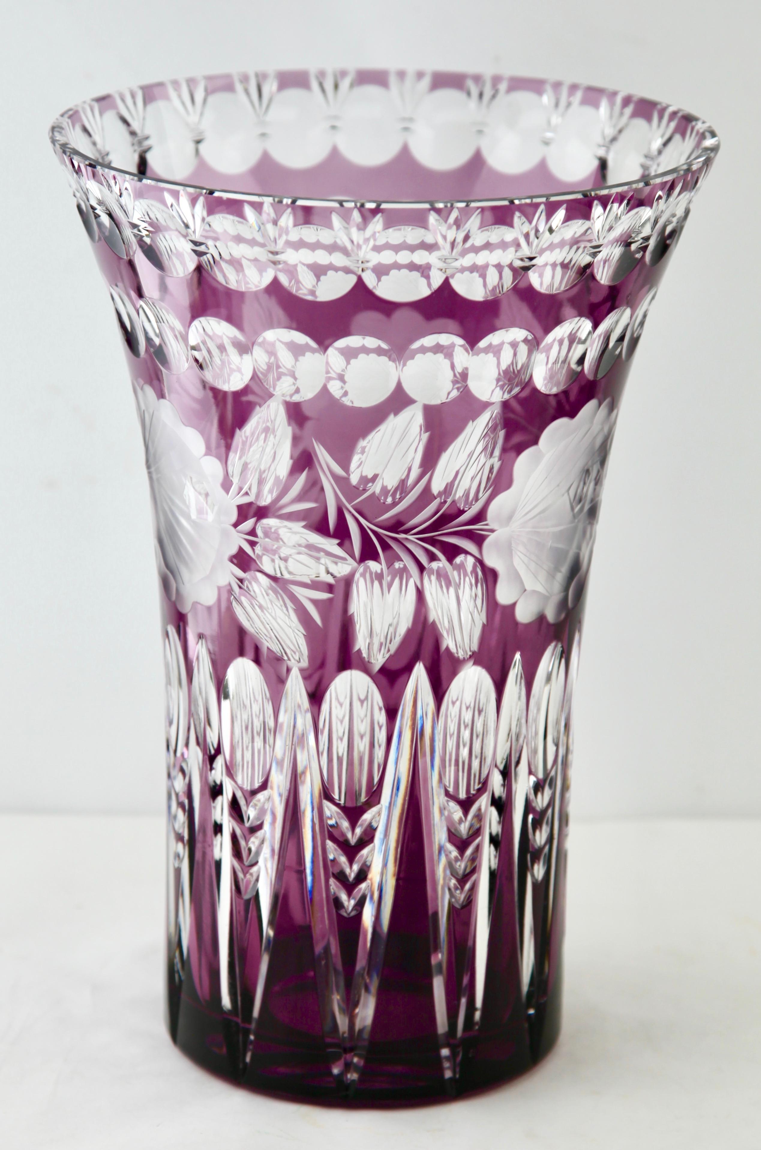 Belgian Val Saint Lambert Masterpiece Large Crystal Vase Cut to Clear, 1950s