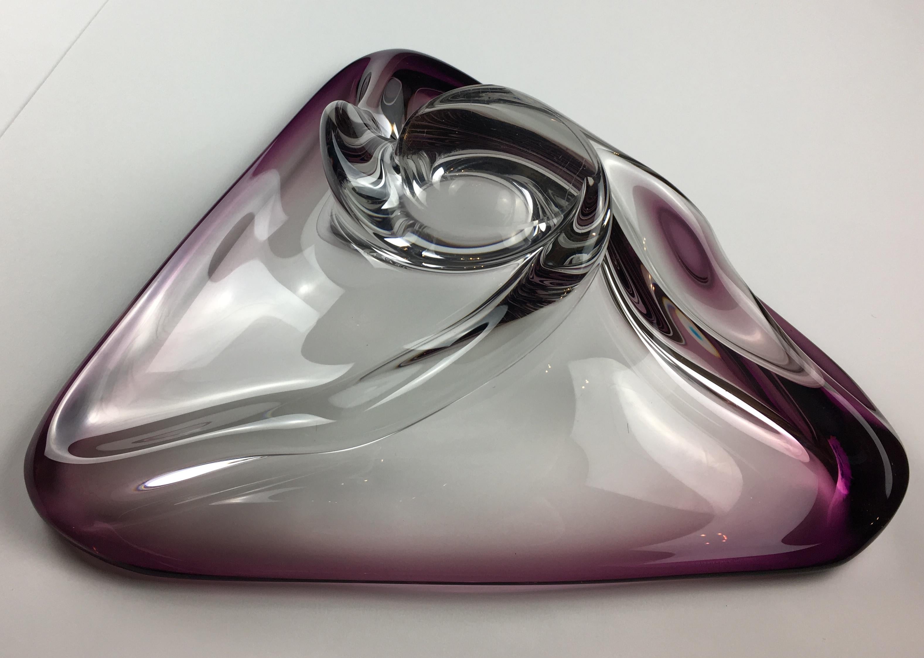 Val Saint Lambert Midcentury Art Glass Bowl Centerpiece For Sale 1