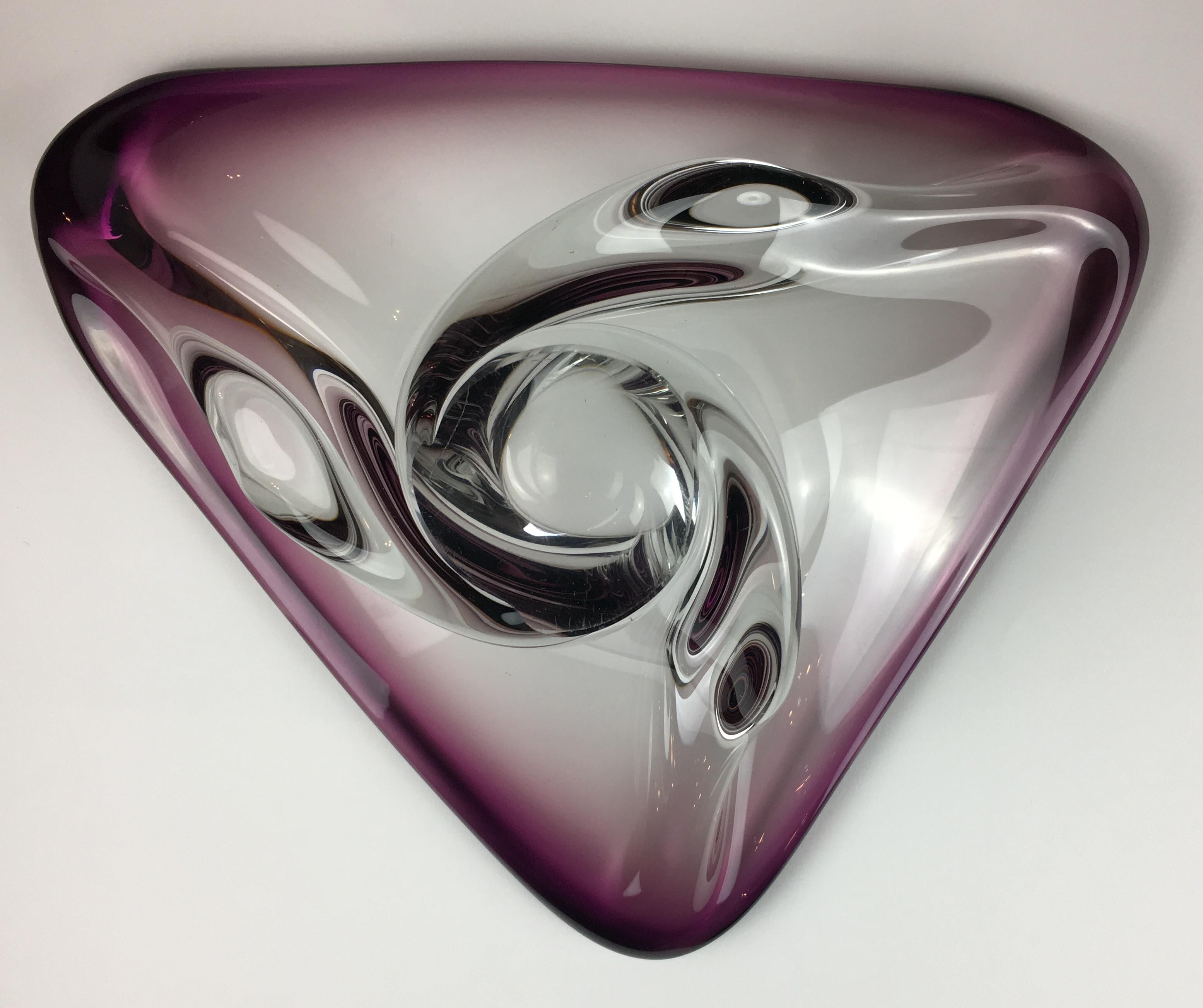 Val Saint Lambert Midcentury Art Glass Bowl Centerpiece For Sale 2