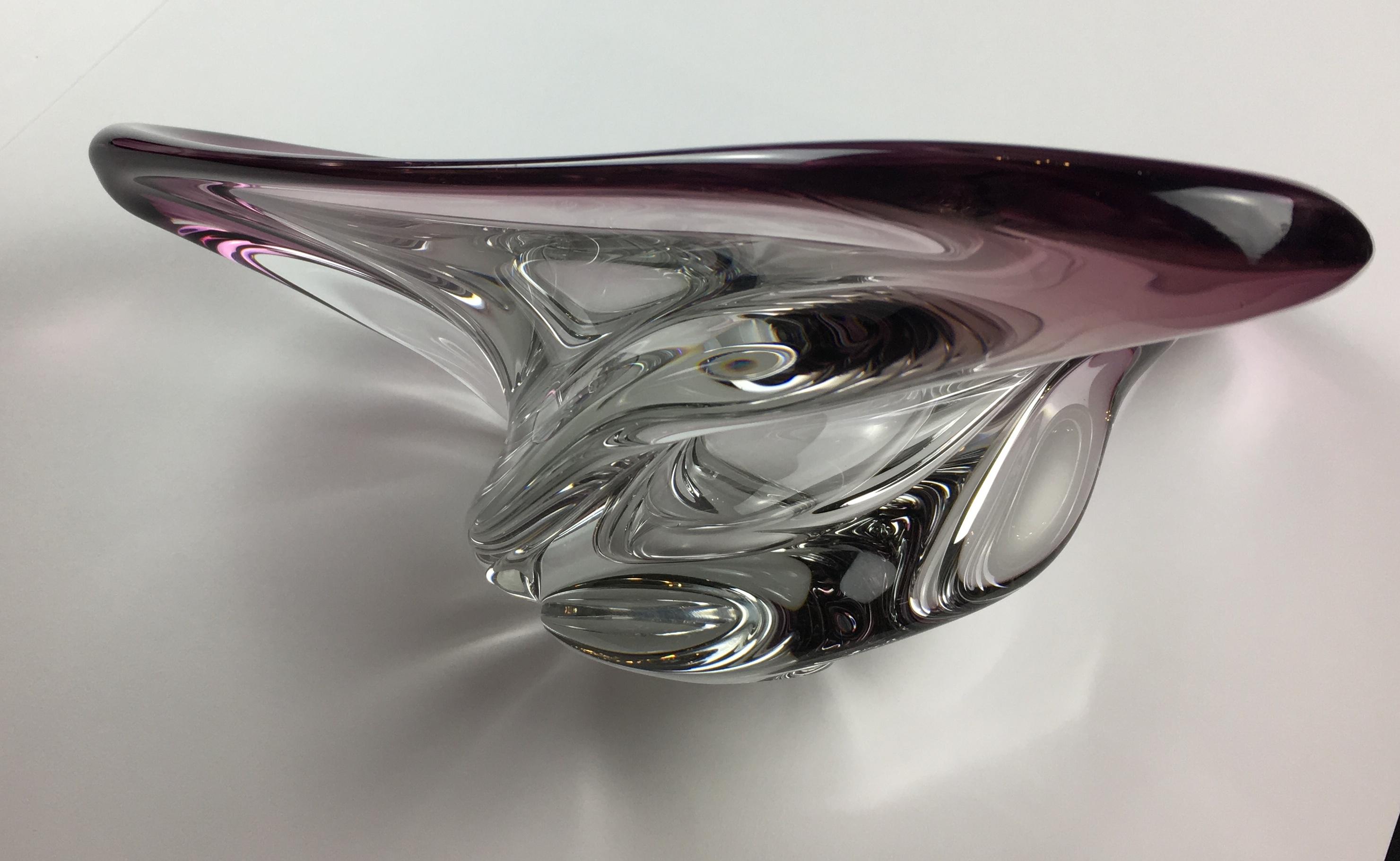 Val Saint Lambert Midcentury Art Glass Bowl Centerpiece For Sale 4