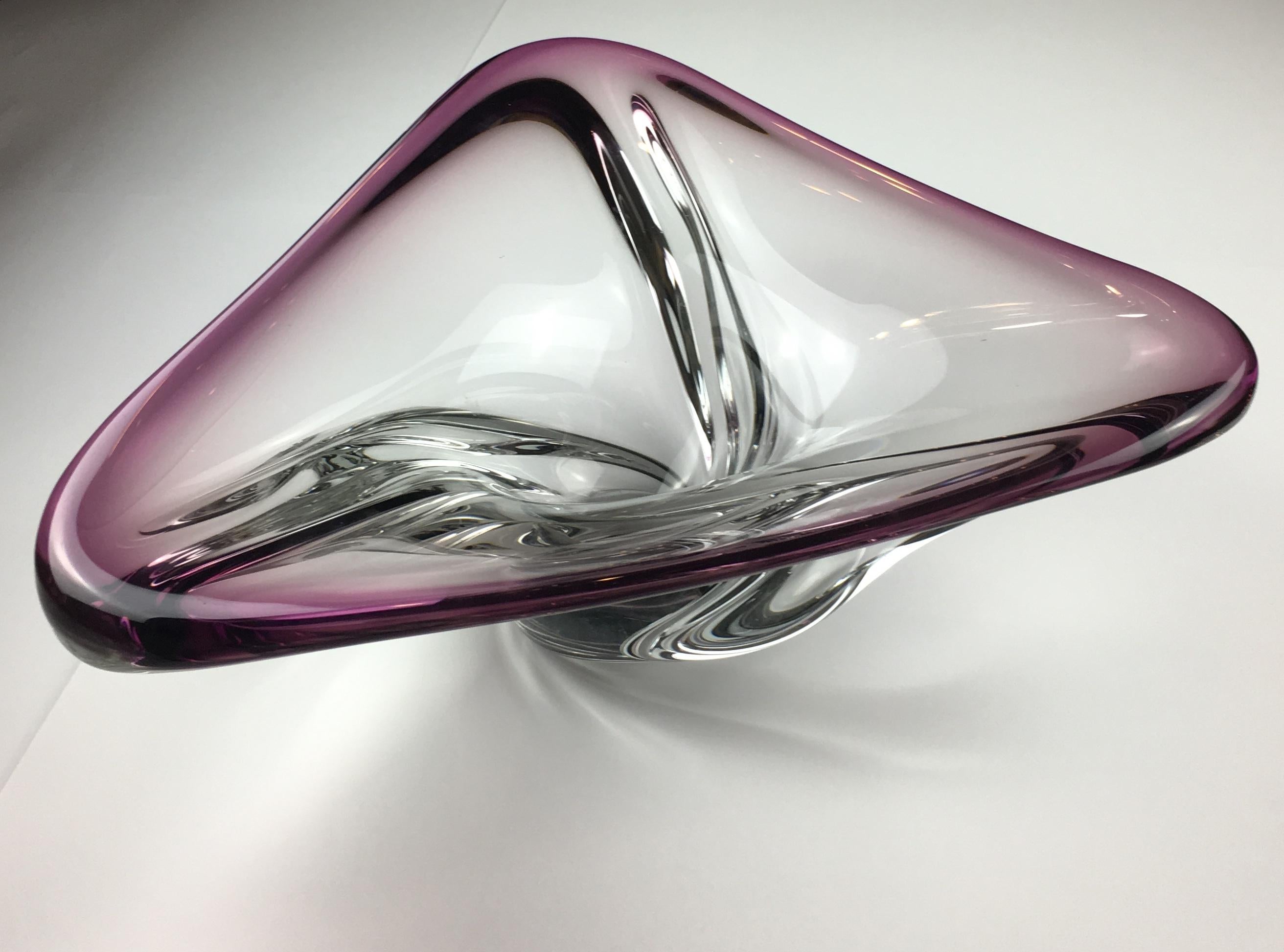 Val Saint Lambert Midcentury Art Glass Bowl Centerpiece For Sale 5