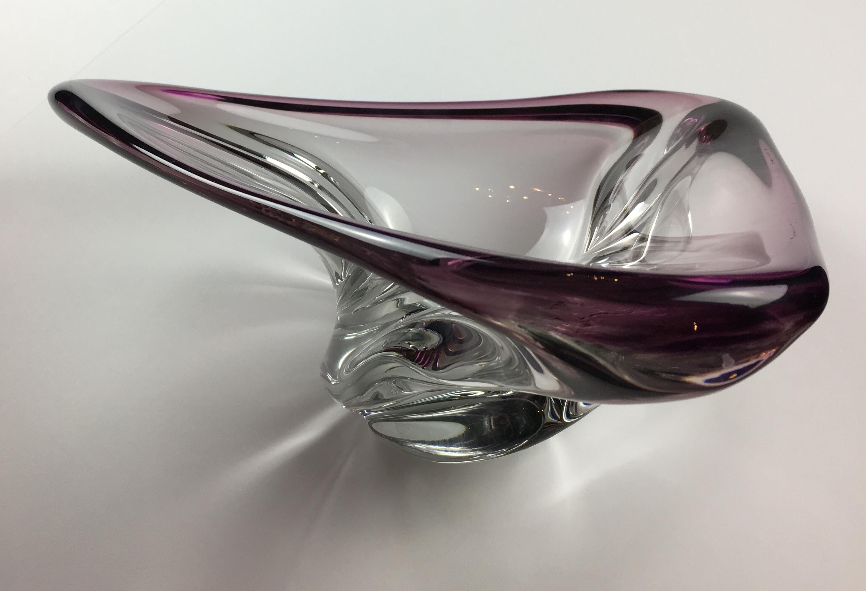 Val Saint Lambert Midcentury Art Glass Bowl Centerpiece For Sale 6