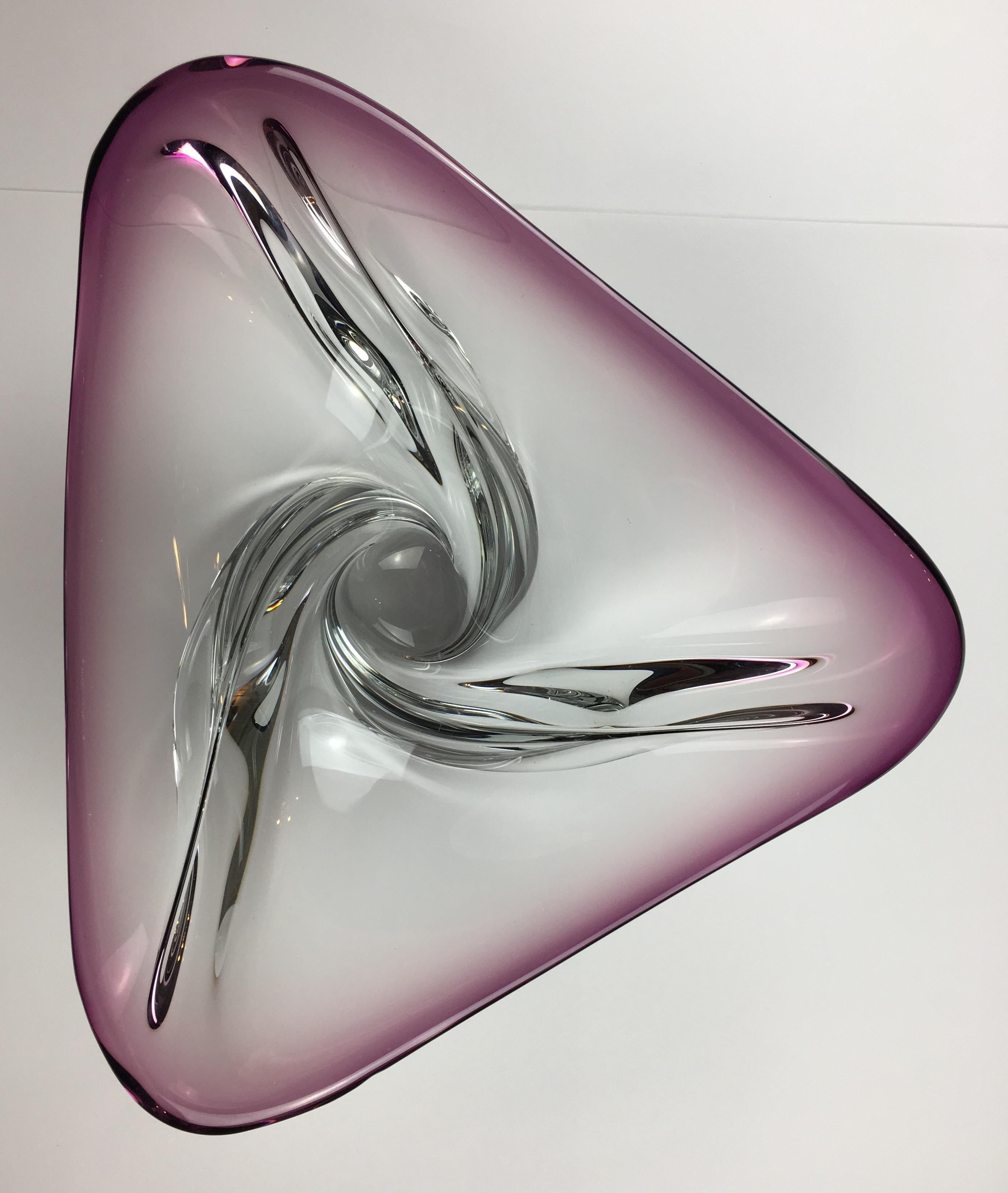 Val Saint Lambert Midcentury Art Glass Bowl Centerpiece For Sale 7