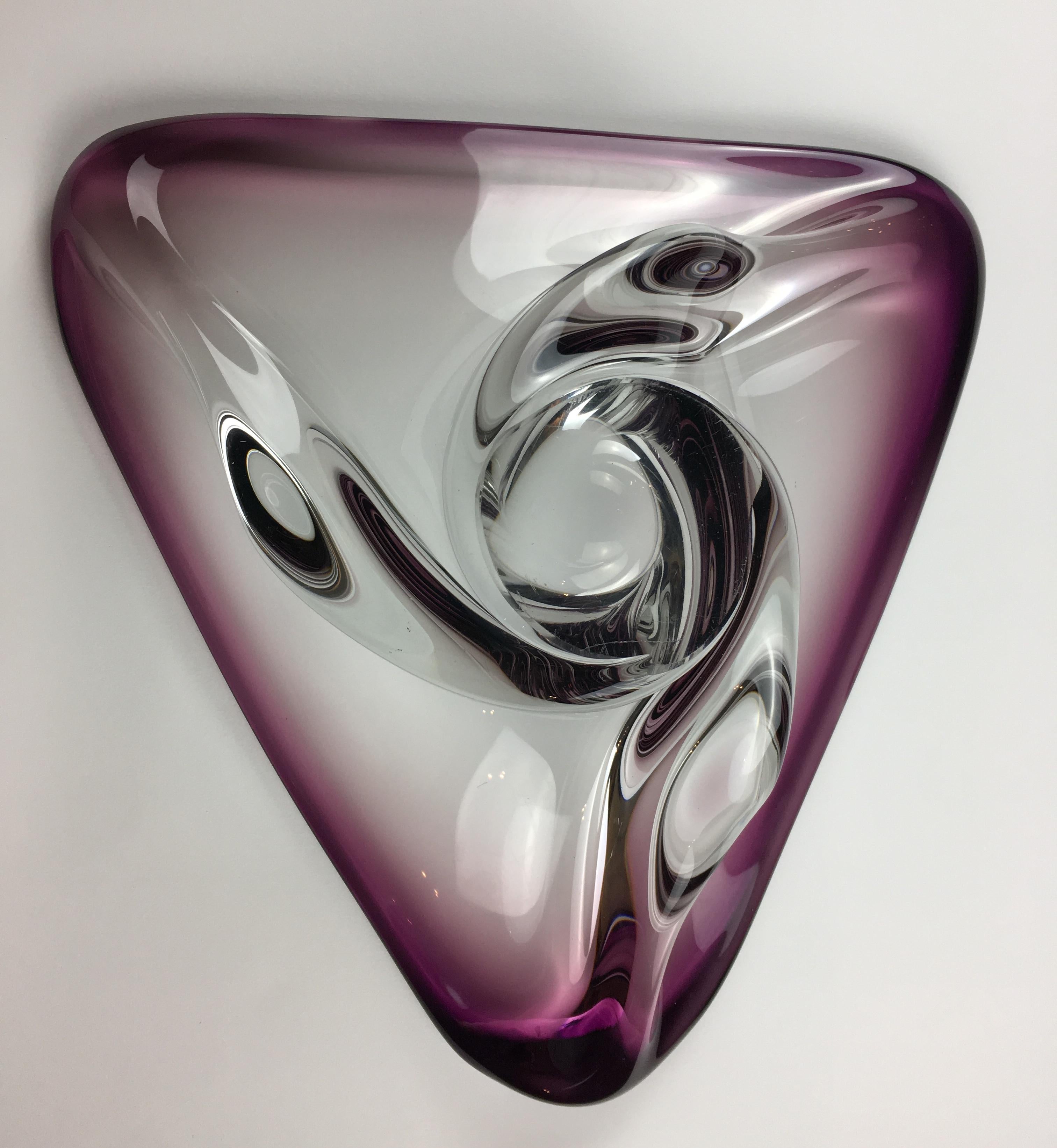Crystal Val Saint Lambert Midcentury Art Glass Bowl Centerpiece For Sale