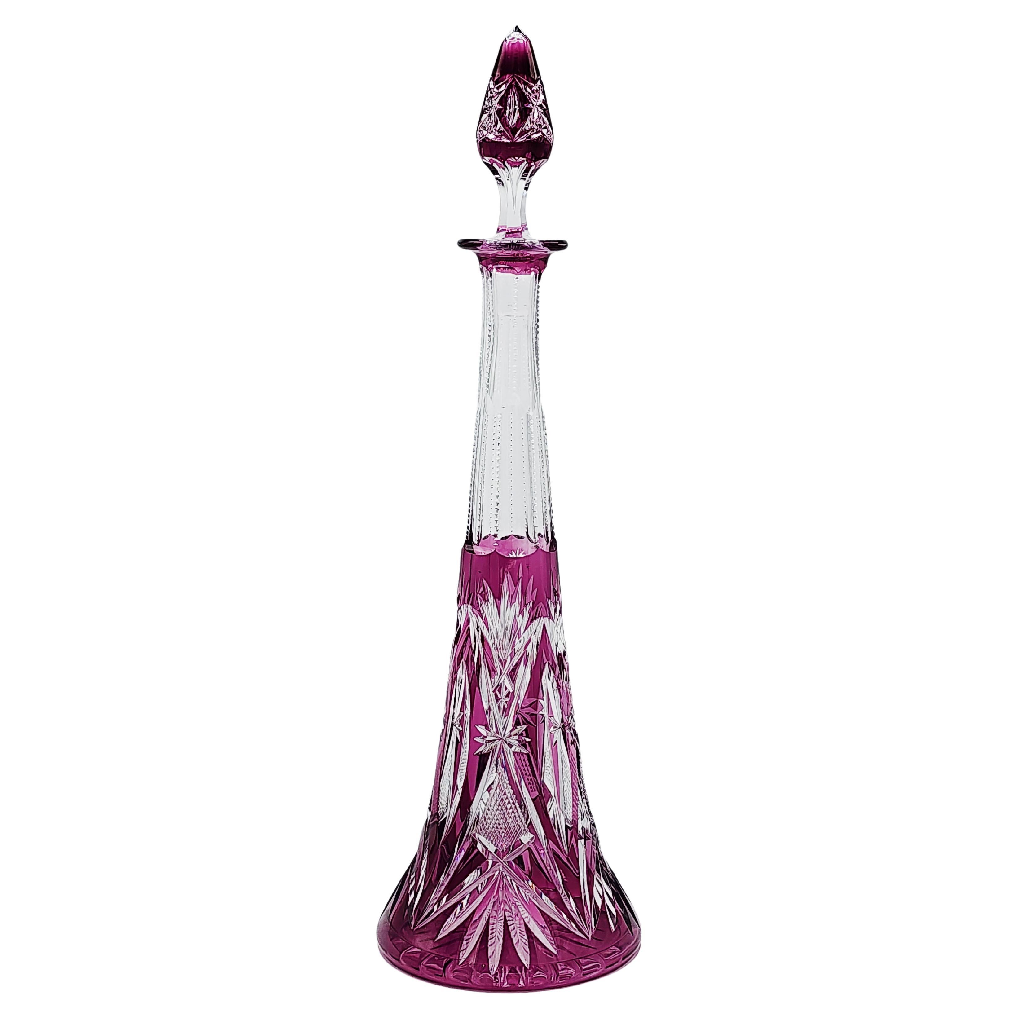 Carafe Val Saint Lambert en cristal rose