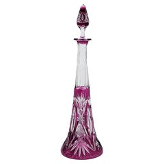 Val Saint Lambert pink cut crystal decanter