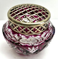 Val Saint Lambert 'Pique Fleurs' Vase, Crystal Cut-to-Clear, with Grille
