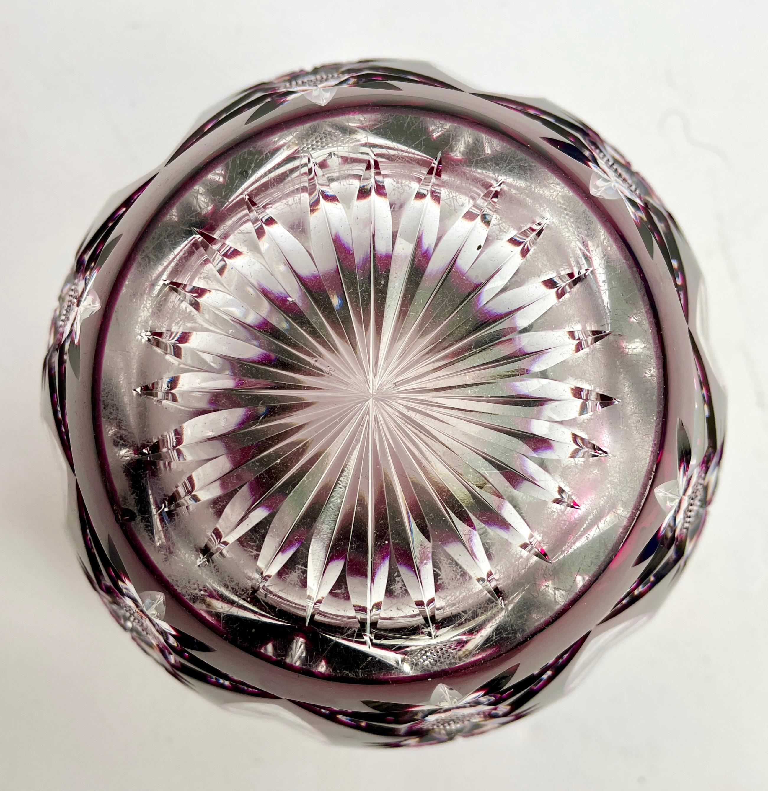 Mid-20th Century Val Saint Lambert 'Pique Fleurs' Vase, Crystal Cut-to-Clear, with Grille For Sale