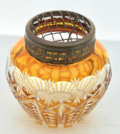Vase 'Pique Fleurs' de Val Saint Lambert avec grille en cristal taillé en clair:: années 1930
