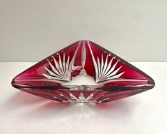 Val Saint Lambert Red Crystal Vase Vintage