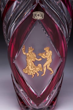 Val Saint Lambert Red Cut-Glass Danse De Flore Pericle Vase