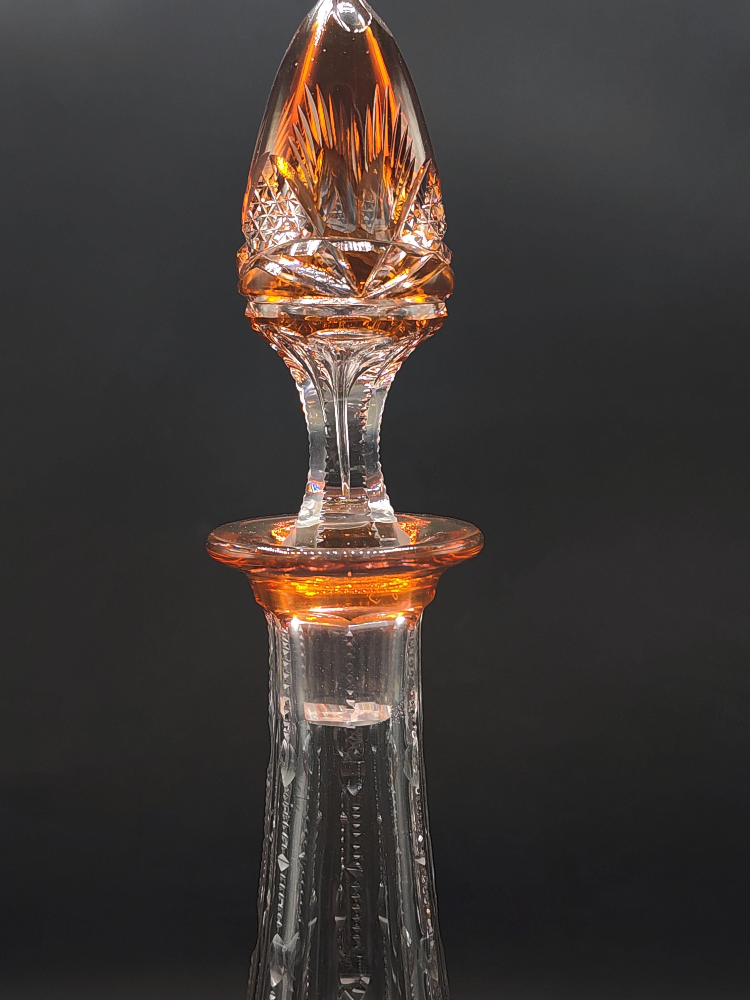 Val Saint Lambert Dekanter und Gläser aus rotem geschliffenem Glas im Angebot 3