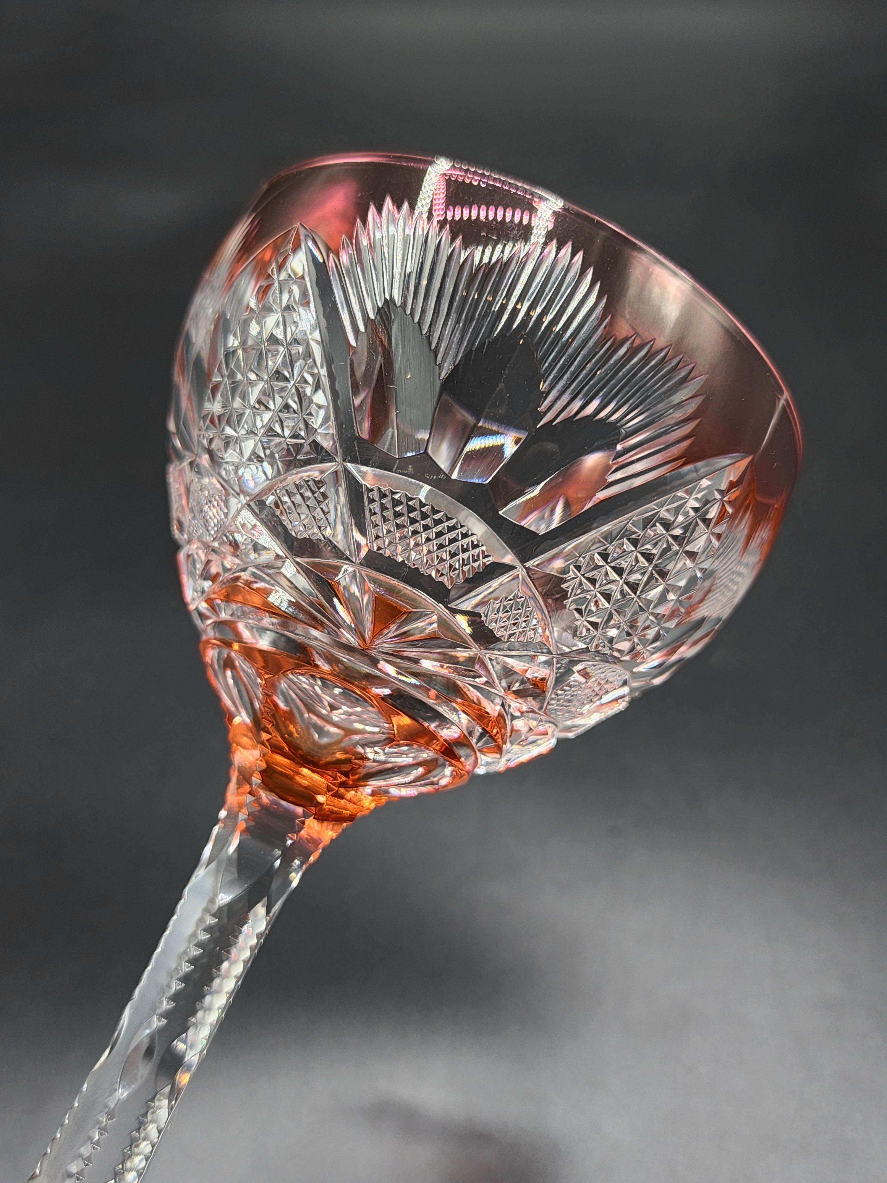 Val Saint Lambert Dekanter und Gläser aus rotem geschliffenem Glas im Angebot 6