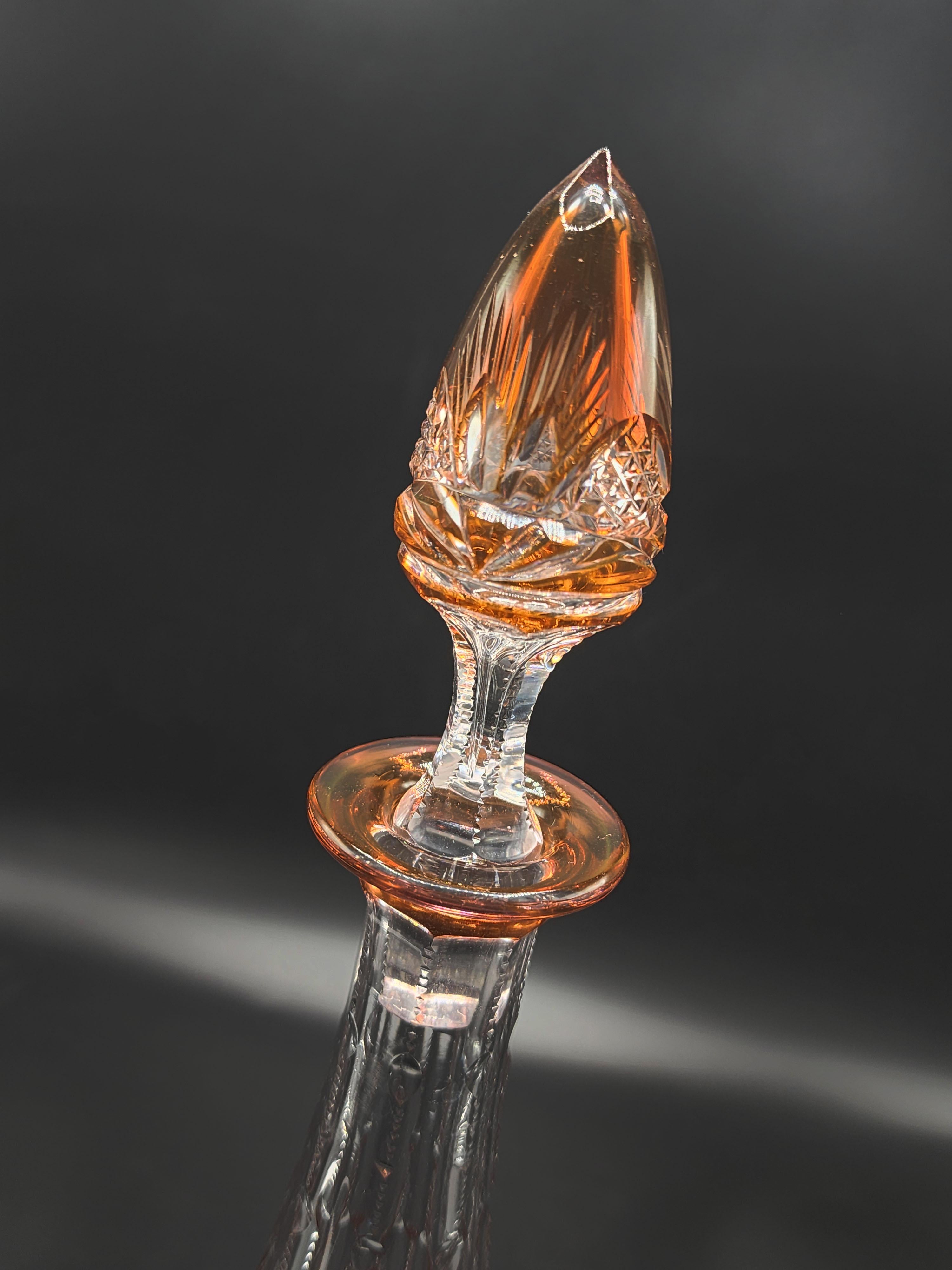 Val Saint Lambert Dekanter und Gläser aus rotem geschliffenem Glas (Belgisch) im Angebot