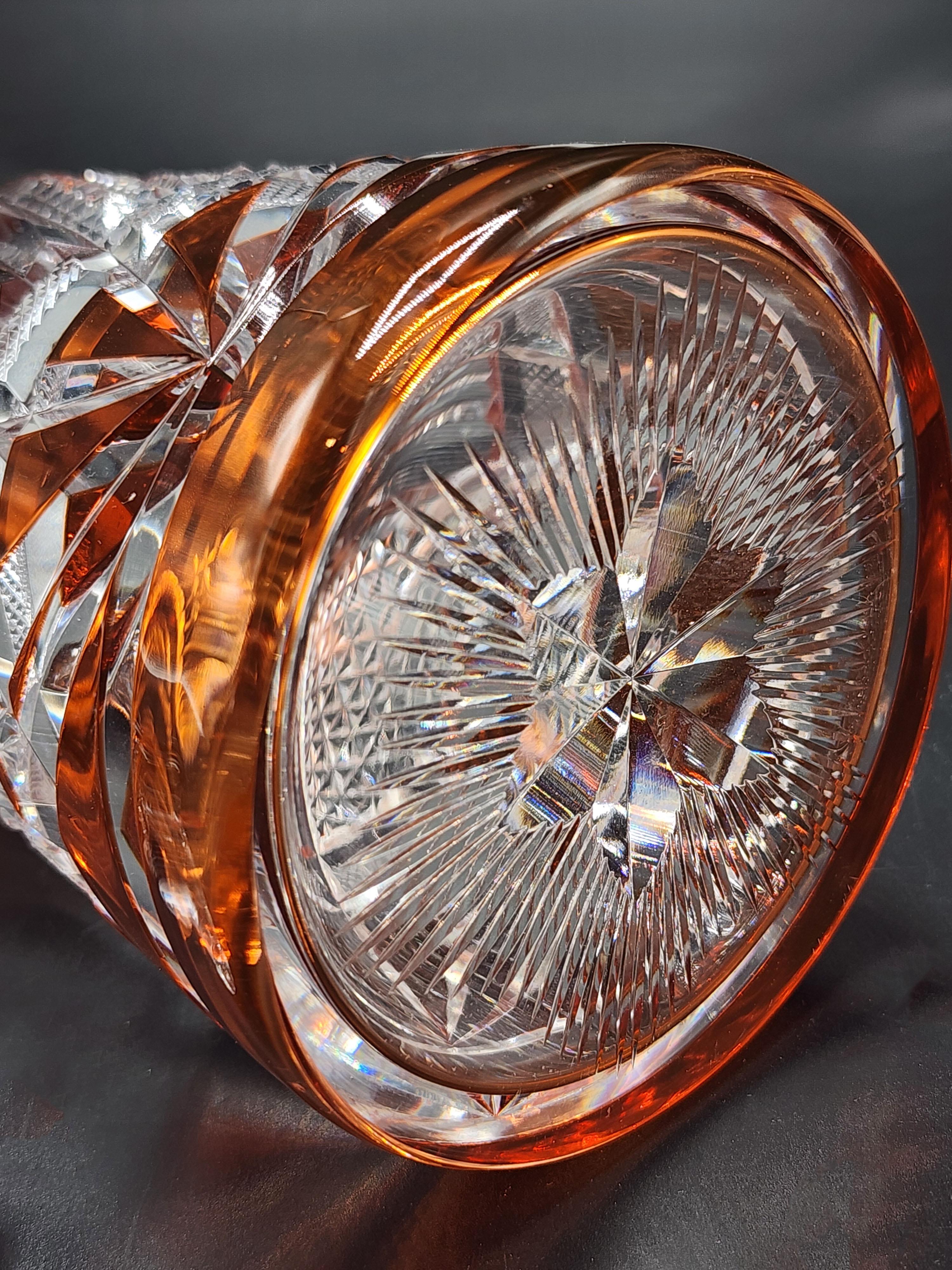 Val Saint Lambert Dekanter und Gläser aus rotem geschliffenem Glas im Angebot 2