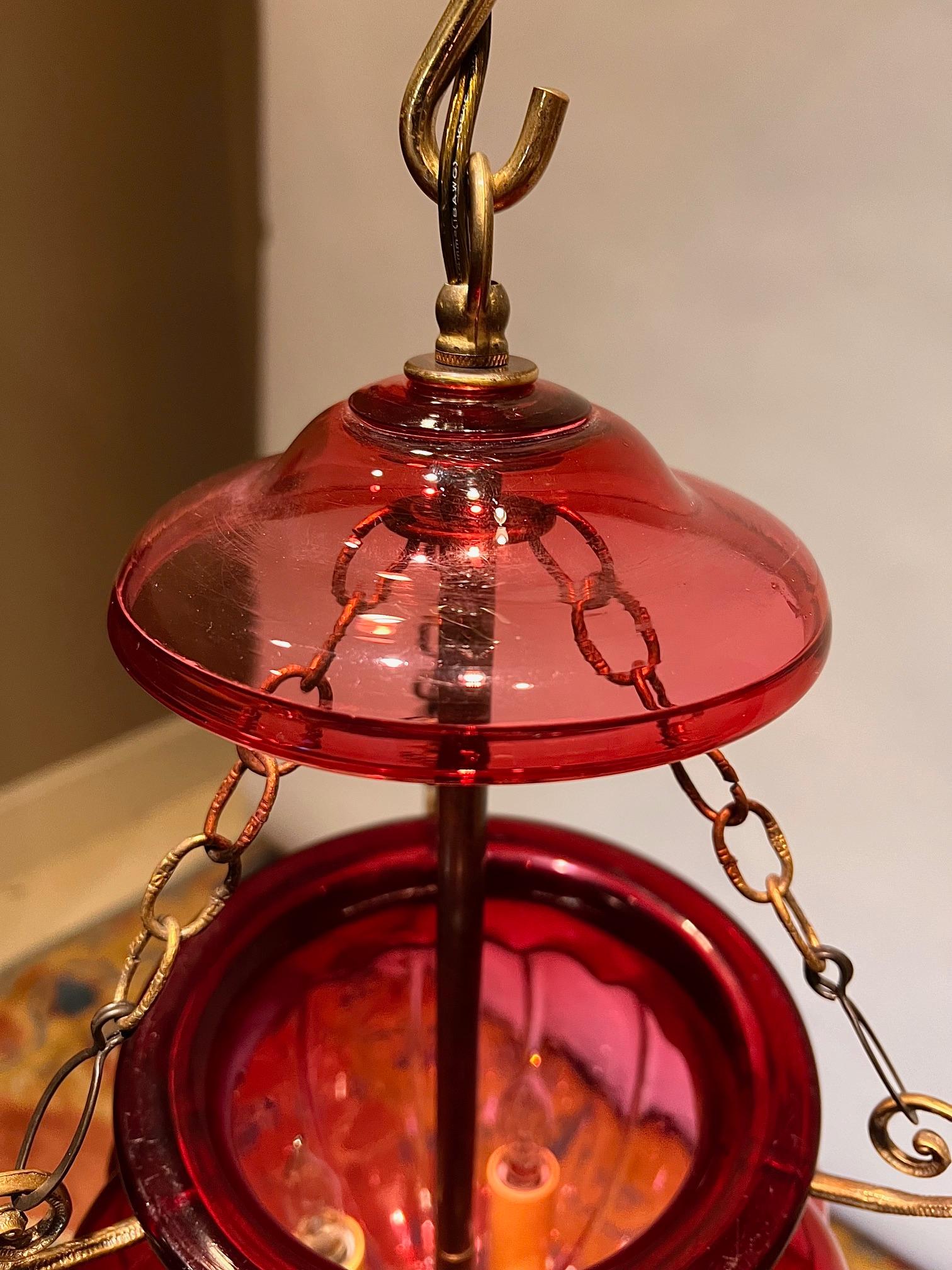 Linterna de calabaza roja Val Saint Lambert, Bélgica, Circa:1900 en Bueno estado para la venta en Alexandria, VA