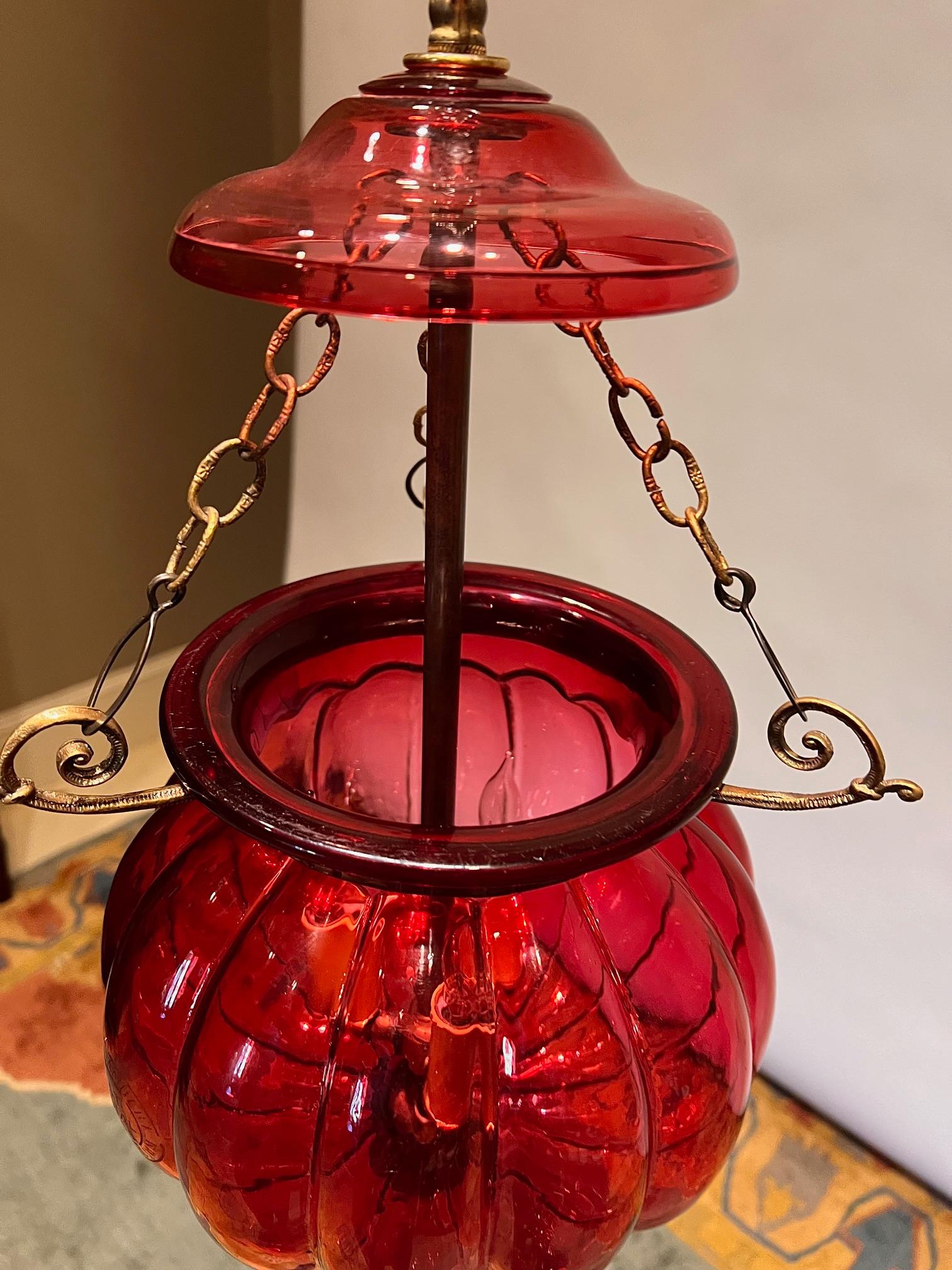 Linterna de calabaza roja Val Saint Lambert, Bélgica, Circa:1900 siglo XX en venta