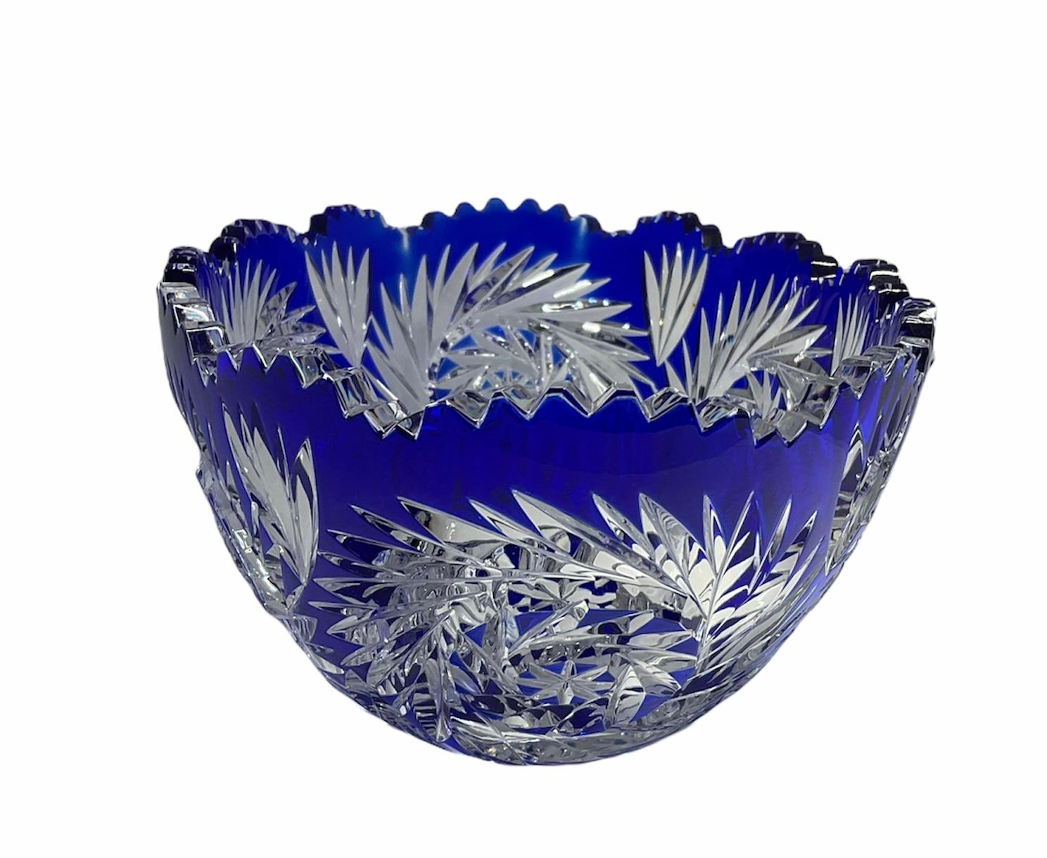 blue cut glass bowl